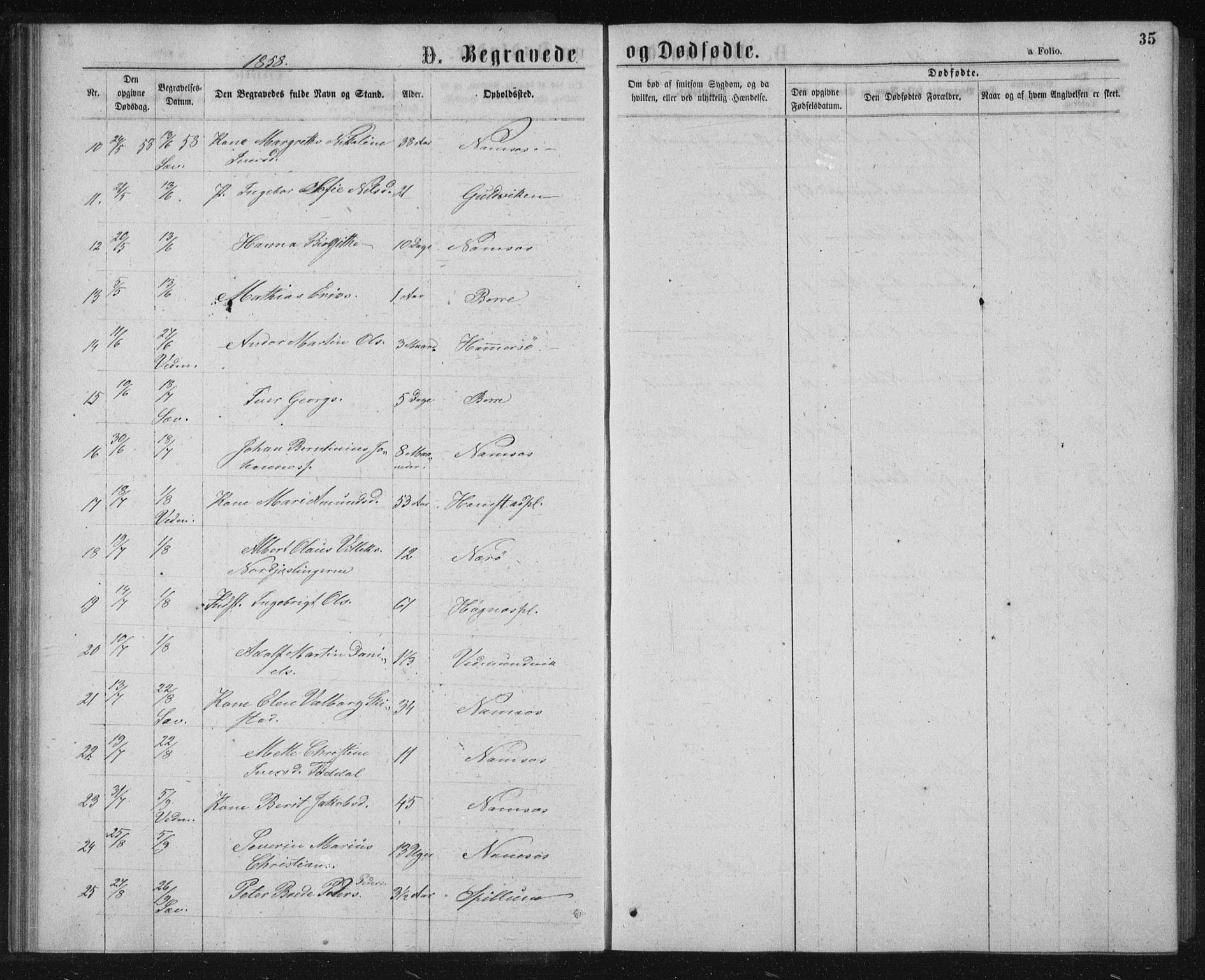 Ministerialprotokoller, klokkerbøker og fødselsregistre - Nord-Trøndelag, SAT/A-1458/768/L0569: Parish register (official) no. 768A04, 1836-1865, p. 35