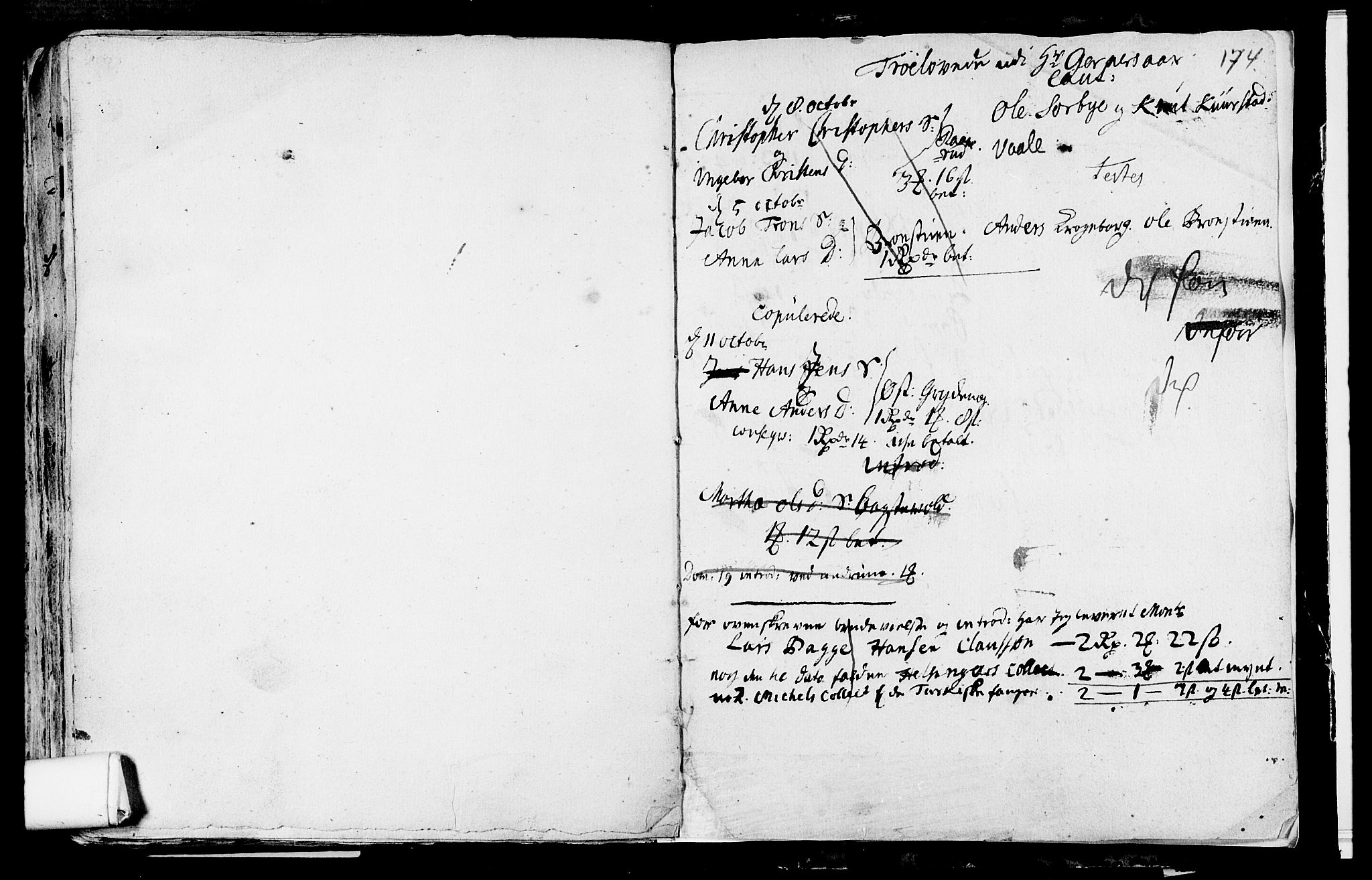 Våle kirkebøker, AV/SAKO-A-334/F/Fa/L0002: Parish register (official) no. I 2, 1705-1732, p. 174