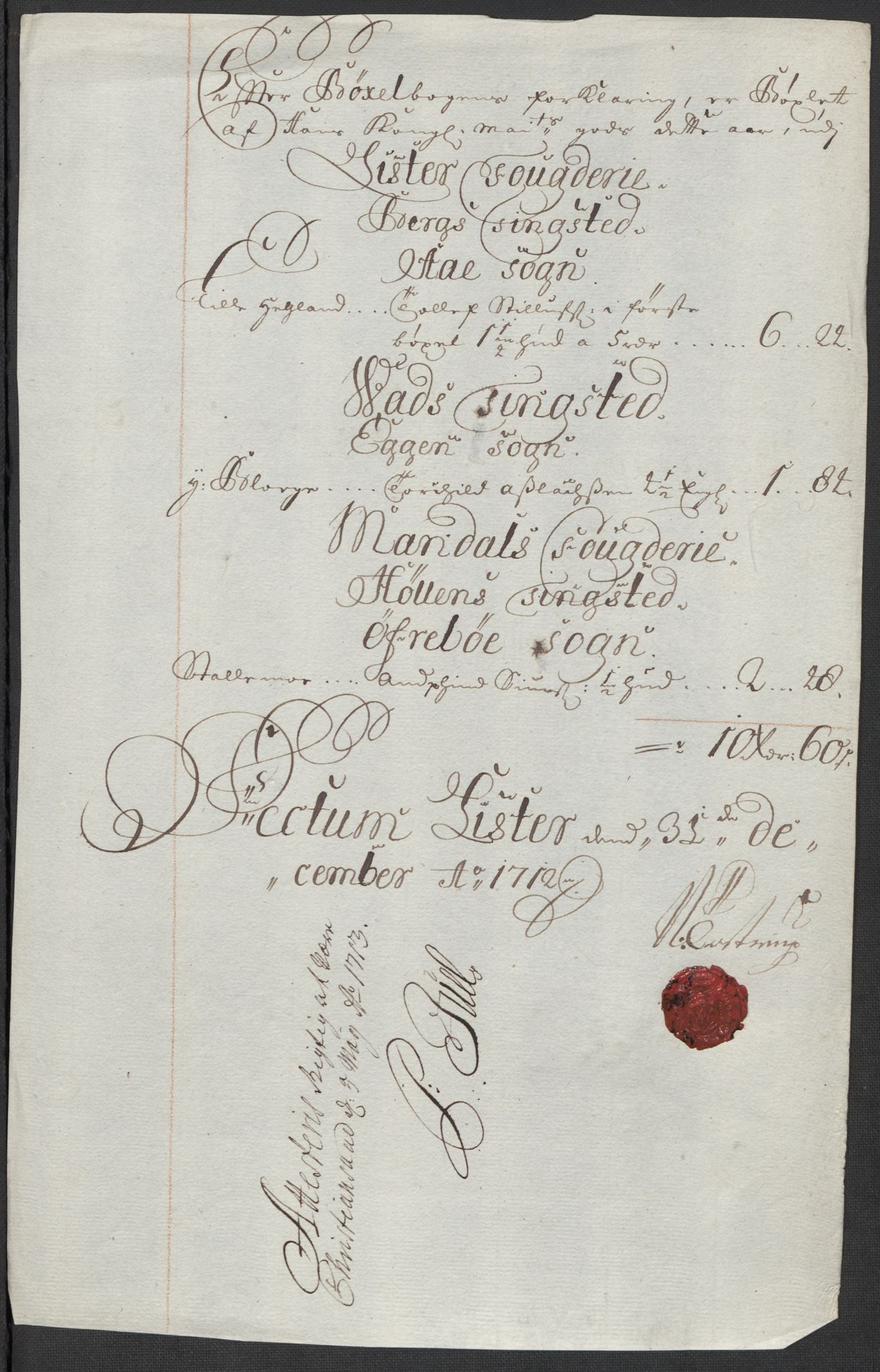 Rentekammeret inntil 1814, Reviderte regnskaper, Fogderegnskap, RA/EA-4092/R43/L2555: Fogderegnskap Lista og Mandal, 1712, p. 172