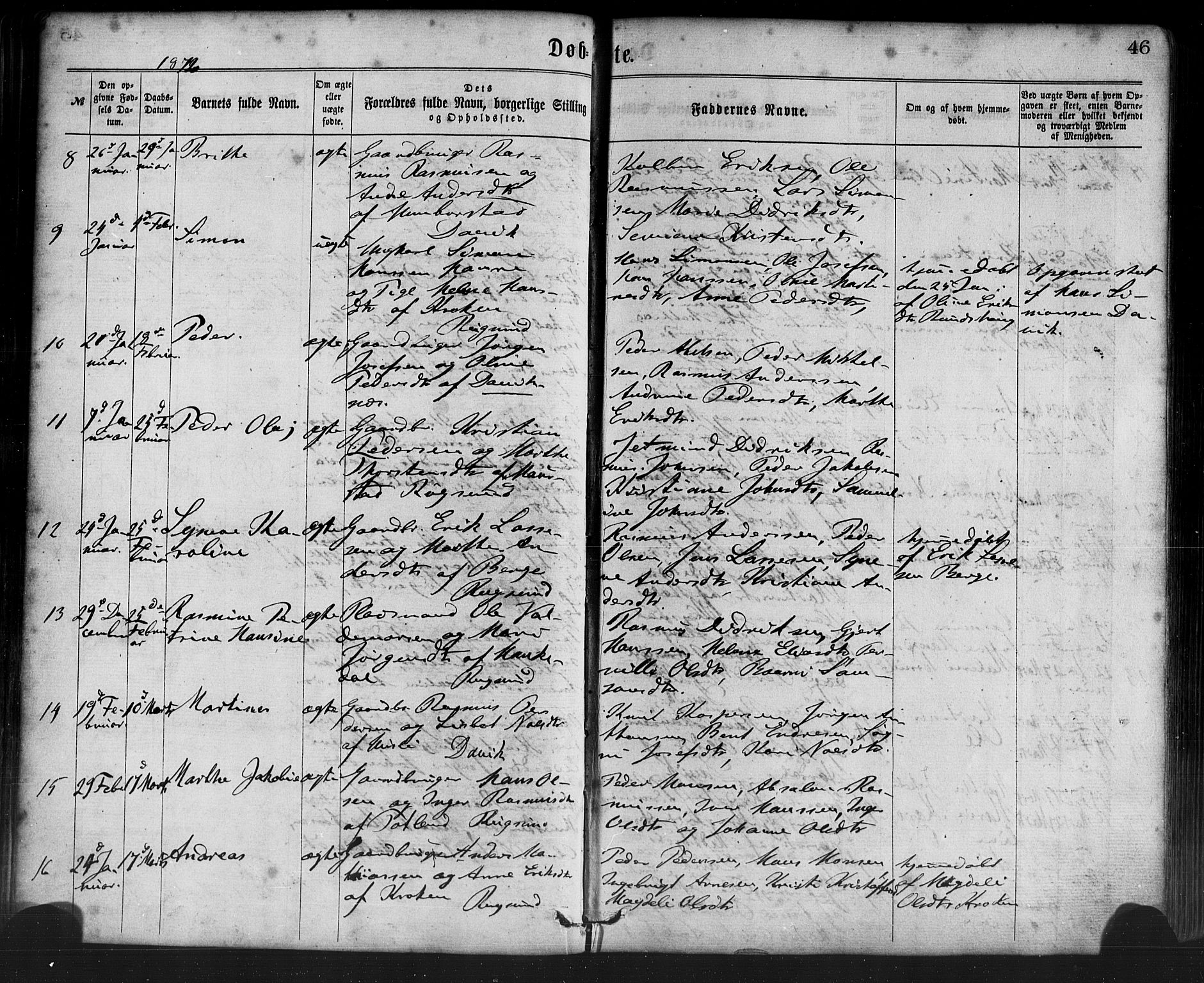 Davik sokneprestembete, AV/SAB-A-79701/H/Haa/Haaa/L0006: Parish register (official) no. A 6, 1867-1881, p. 46