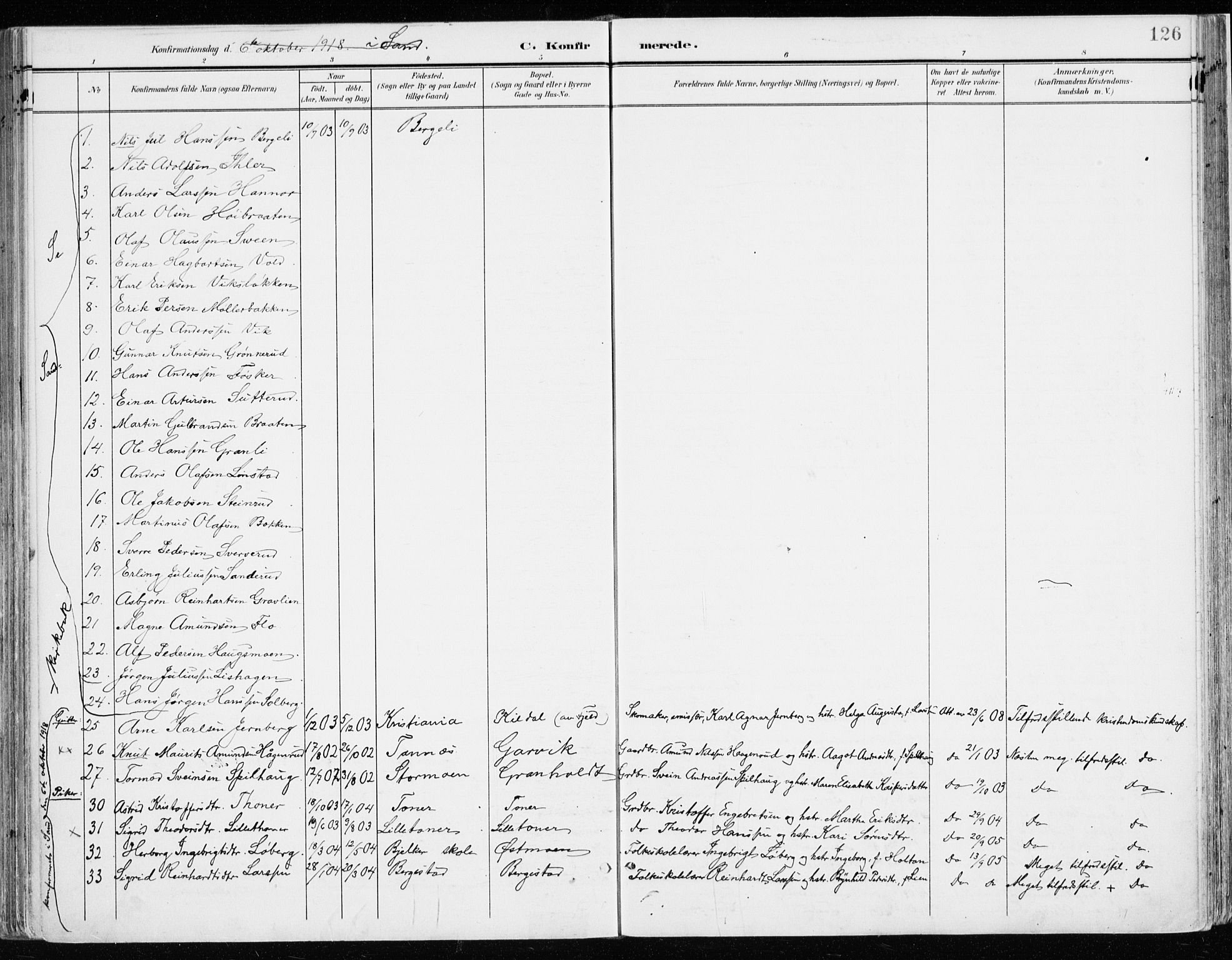 Nord-Odal prestekontor, SAH/PREST-032/H/Ha/Haa/L0009: Parish register (official) no. 9, 1902-1926, p. 126