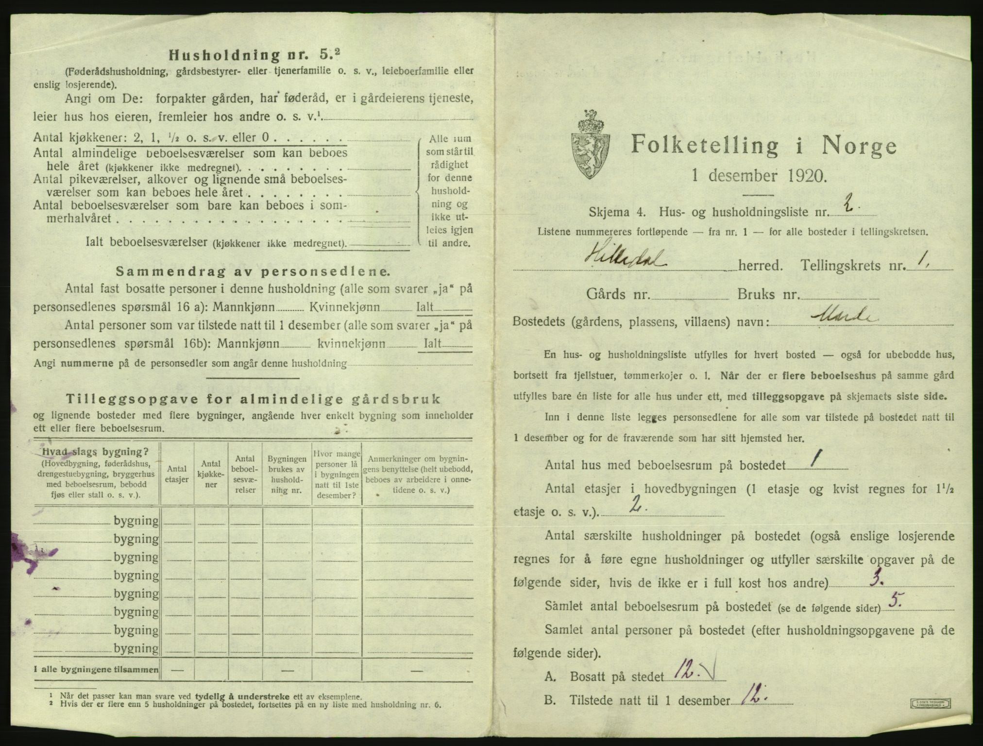 SAKO, 1920 census for Heddal, 1920, p. 44