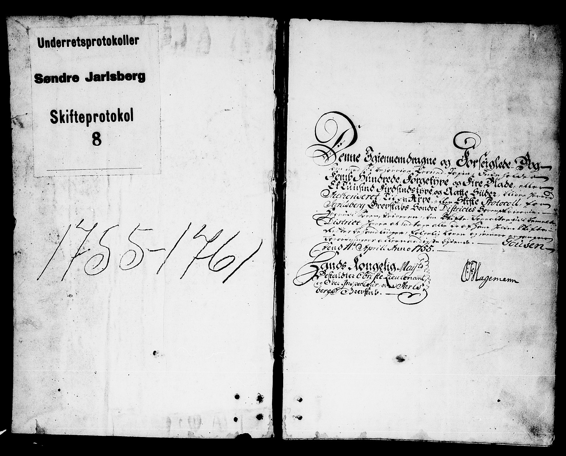 Søndre Jarlsberg sorenskriveri, SAKO/A-129/H/Hb/Hba/L0008: Skifteprotokoll, 1755-1761