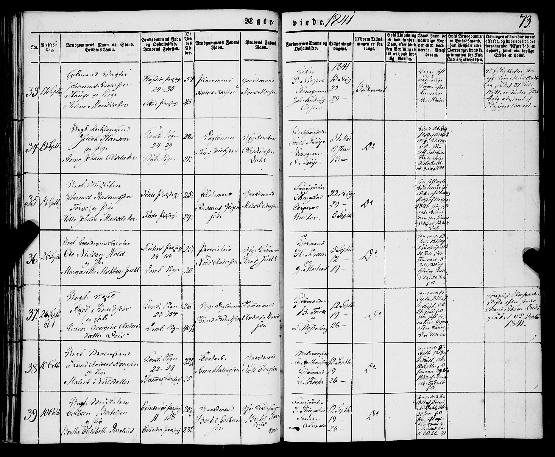 Korskirken sokneprestembete, AV/SAB-A-76101/H/Haa/L0034: Parish register (official) no. D 1, 1832-1852, p. 73