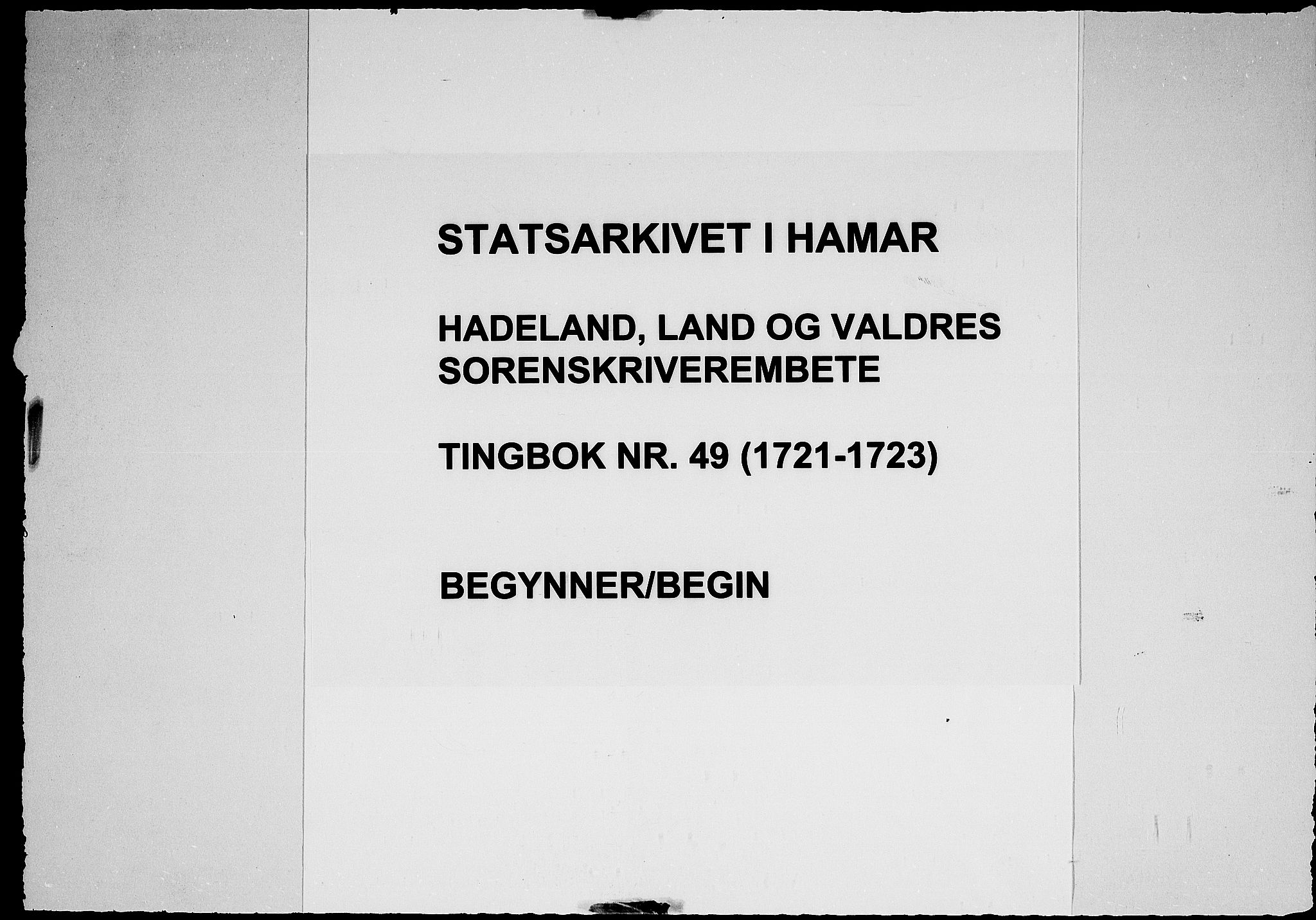 Hadeland, Land og Valdres sorenskriveri, AV/SAH-TING-028/G/Gb/L0049: Tingbok, 1721-1723