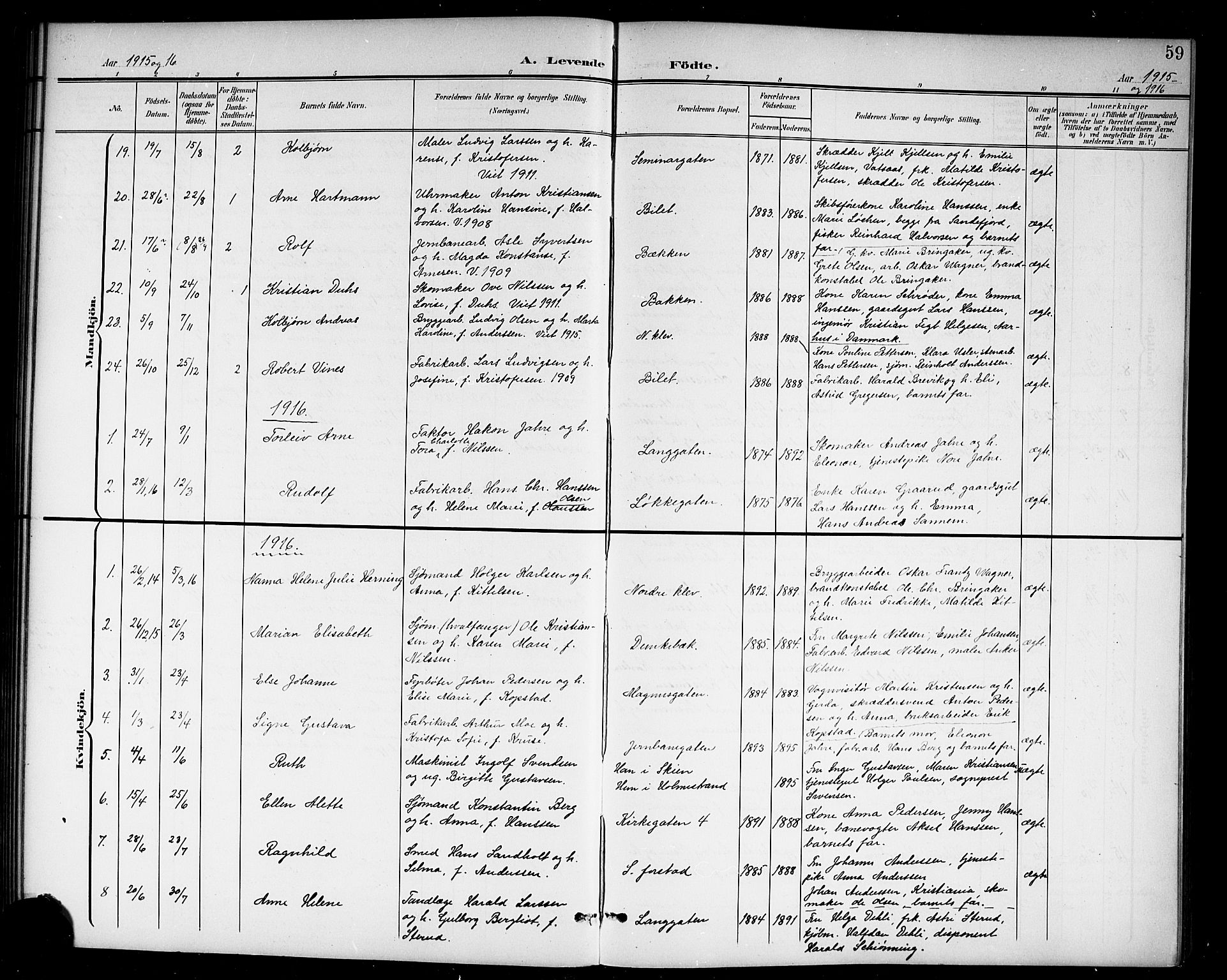 Holmestrand kirkebøker, AV/SAKO-A-346/G/Ga/L0006: Parish register (copy) no. 6, 1901-1923, p. 59