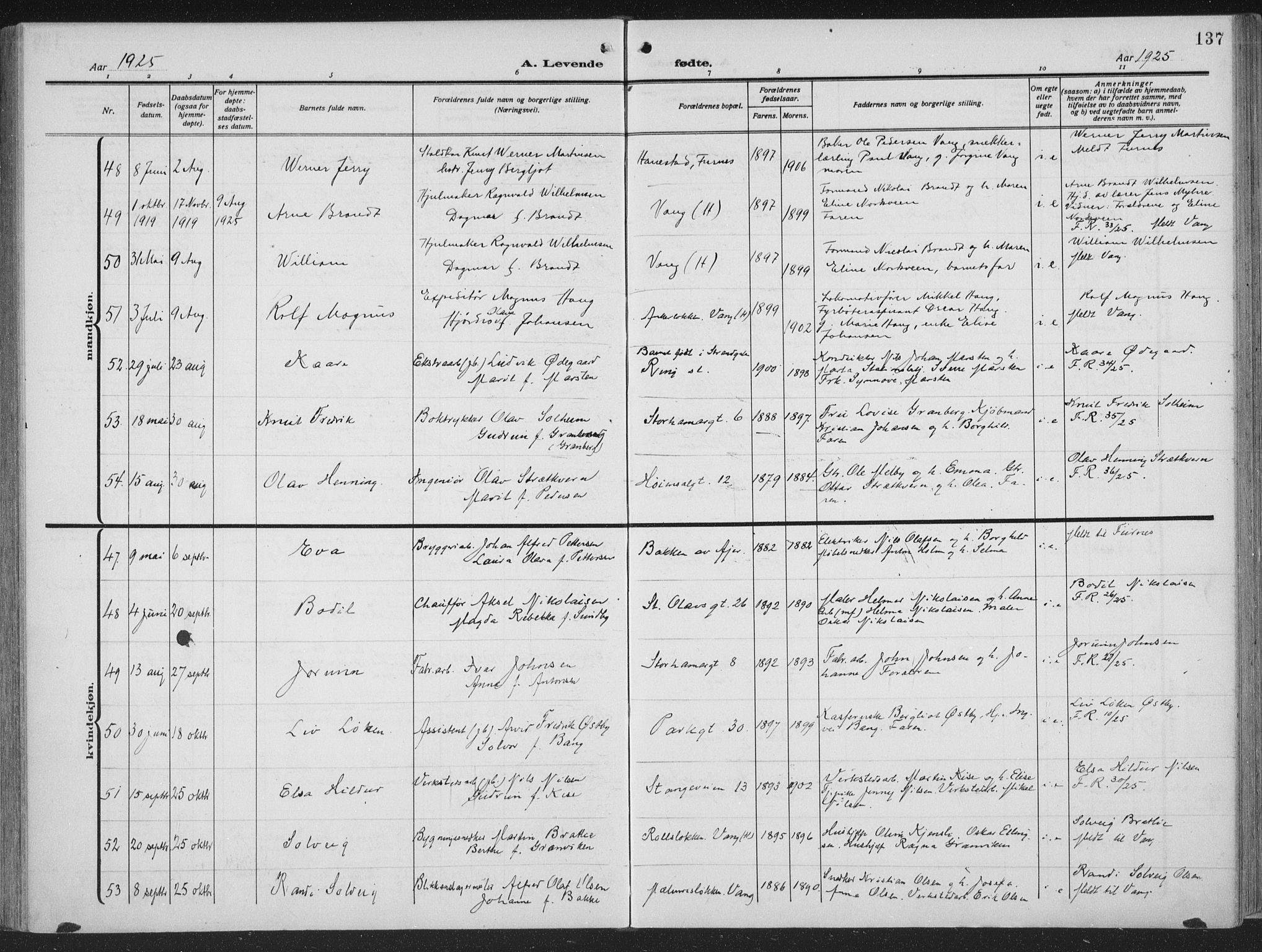 Hamar prestekontor, AV/SAH-DOMPH-002/H/Ha/Haa/L0002: Parish register (official) no. 2, 1915-1936, p. 137