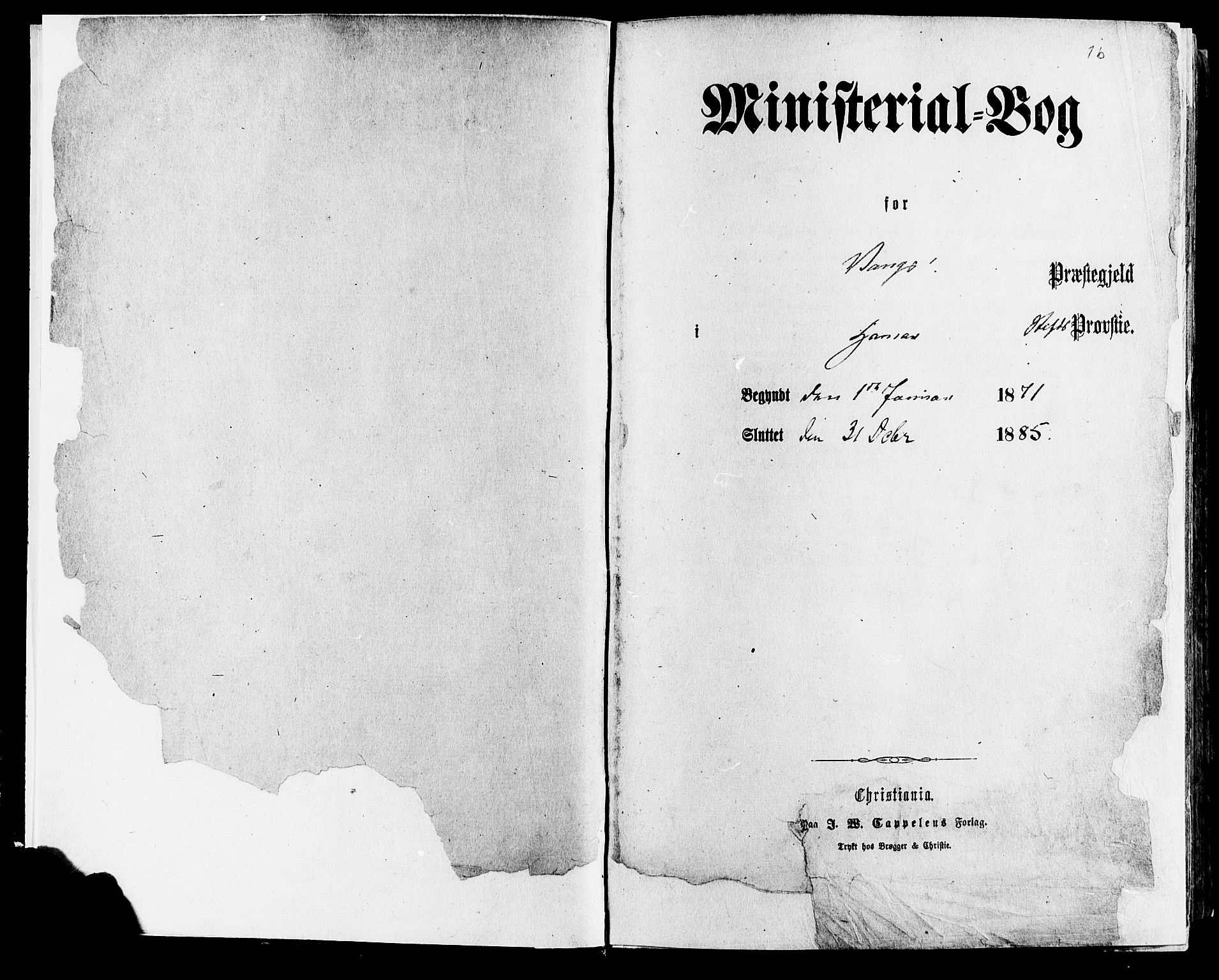 Vang prestekontor, Hedmark, SAH/PREST-008/H/Ha/Haa/L0015: Parish register (official) no. 15, 1871-1885, p. 1b