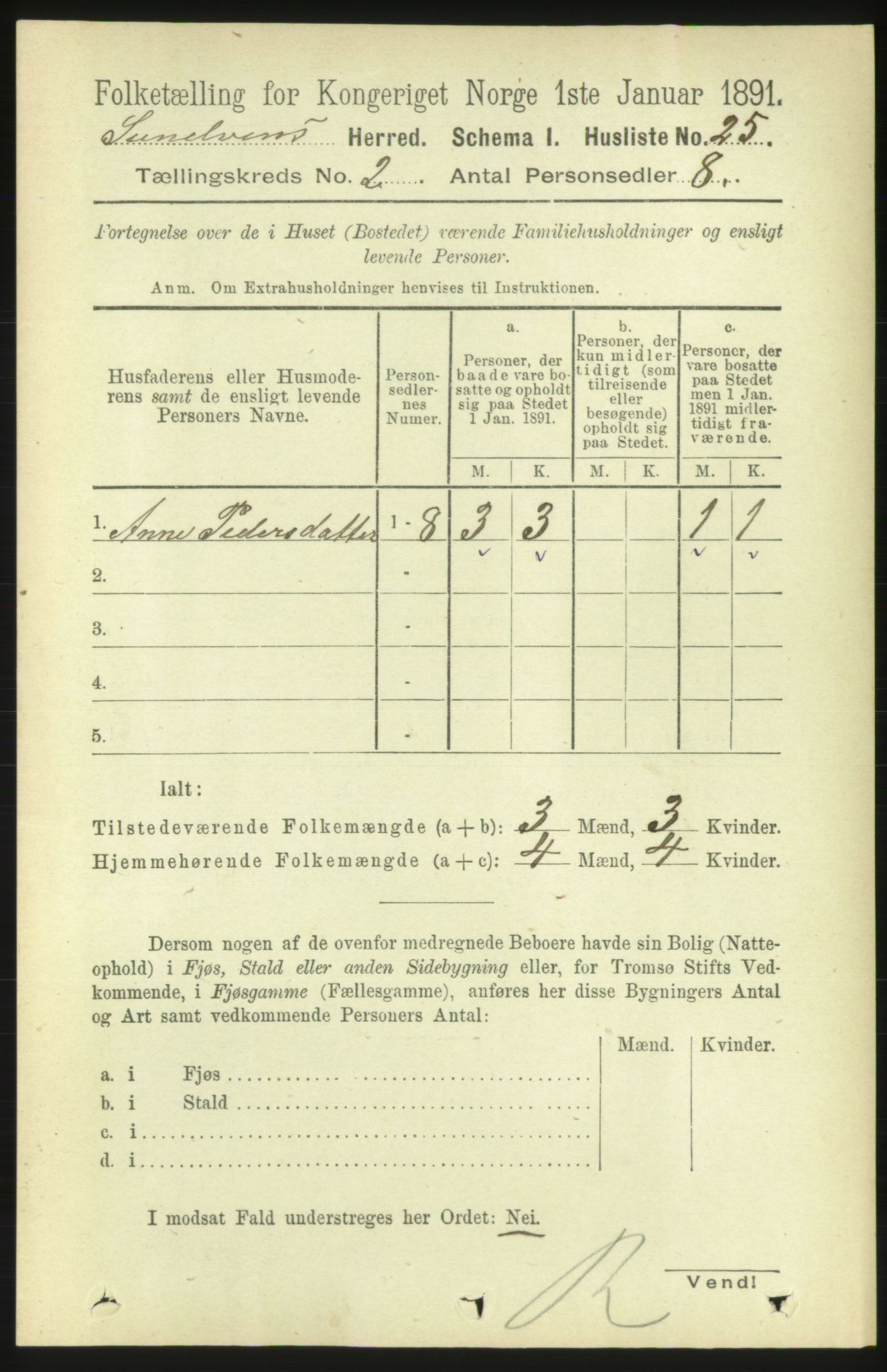 RA, 1891 census for 1523 Sunnylven, 1891, p. 375