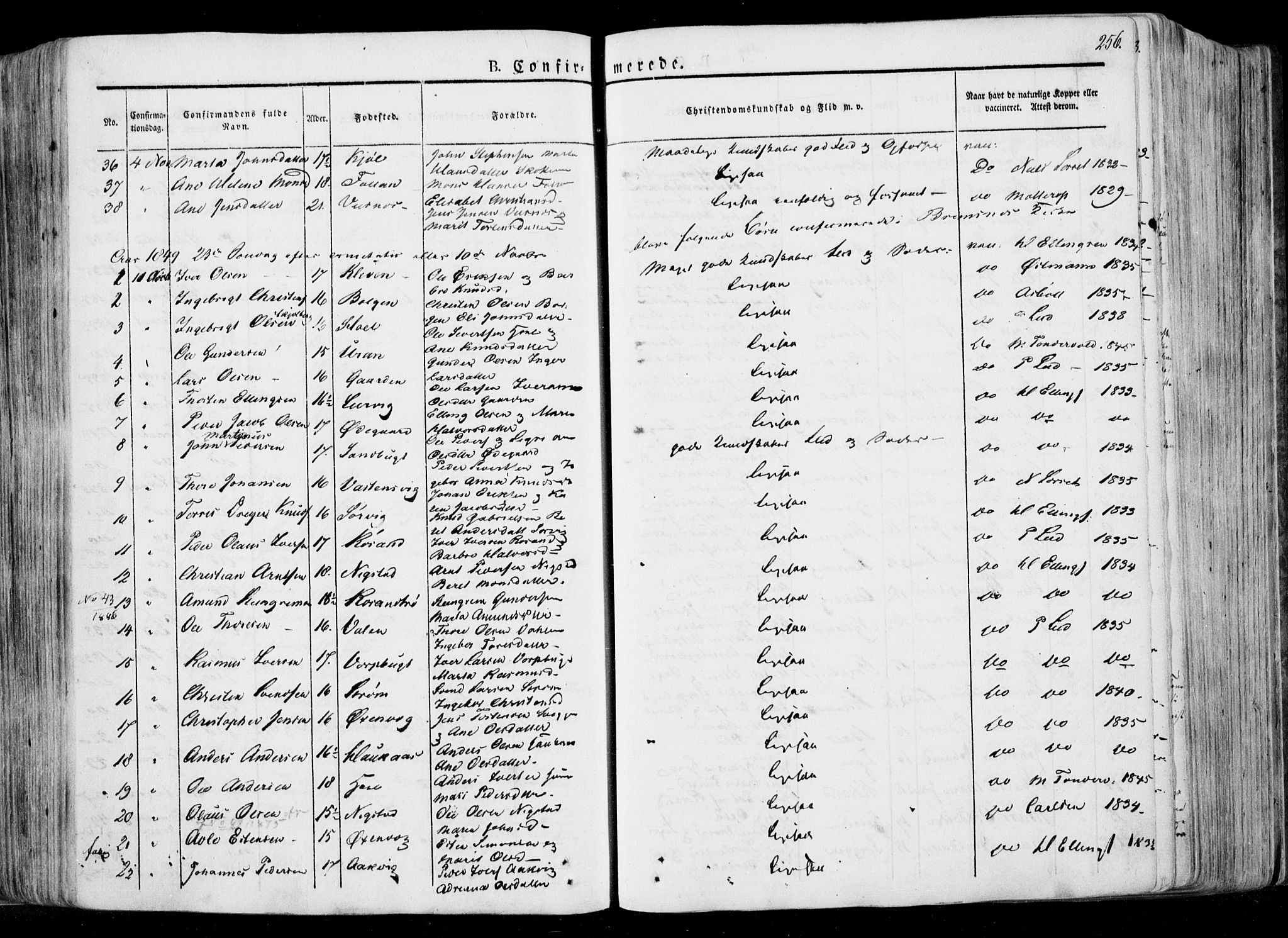 Ministerialprotokoller, klokkerbøker og fødselsregistre - Møre og Romsdal, AV/SAT-A-1454/568/L0803: Parish register (official) no. 568A10, 1830-1853, p. 256