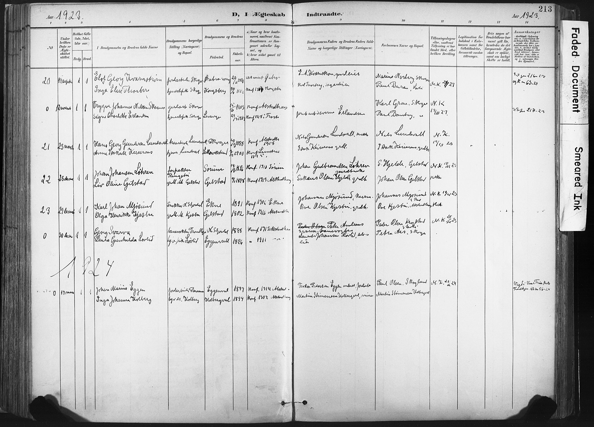 Ministerialprotokoller, klokkerbøker og fødselsregistre - Nord-Trøndelag, SAT/A-1458/717/L0162: Parish register (official) no. 717A12, 1898-1923, p. 213