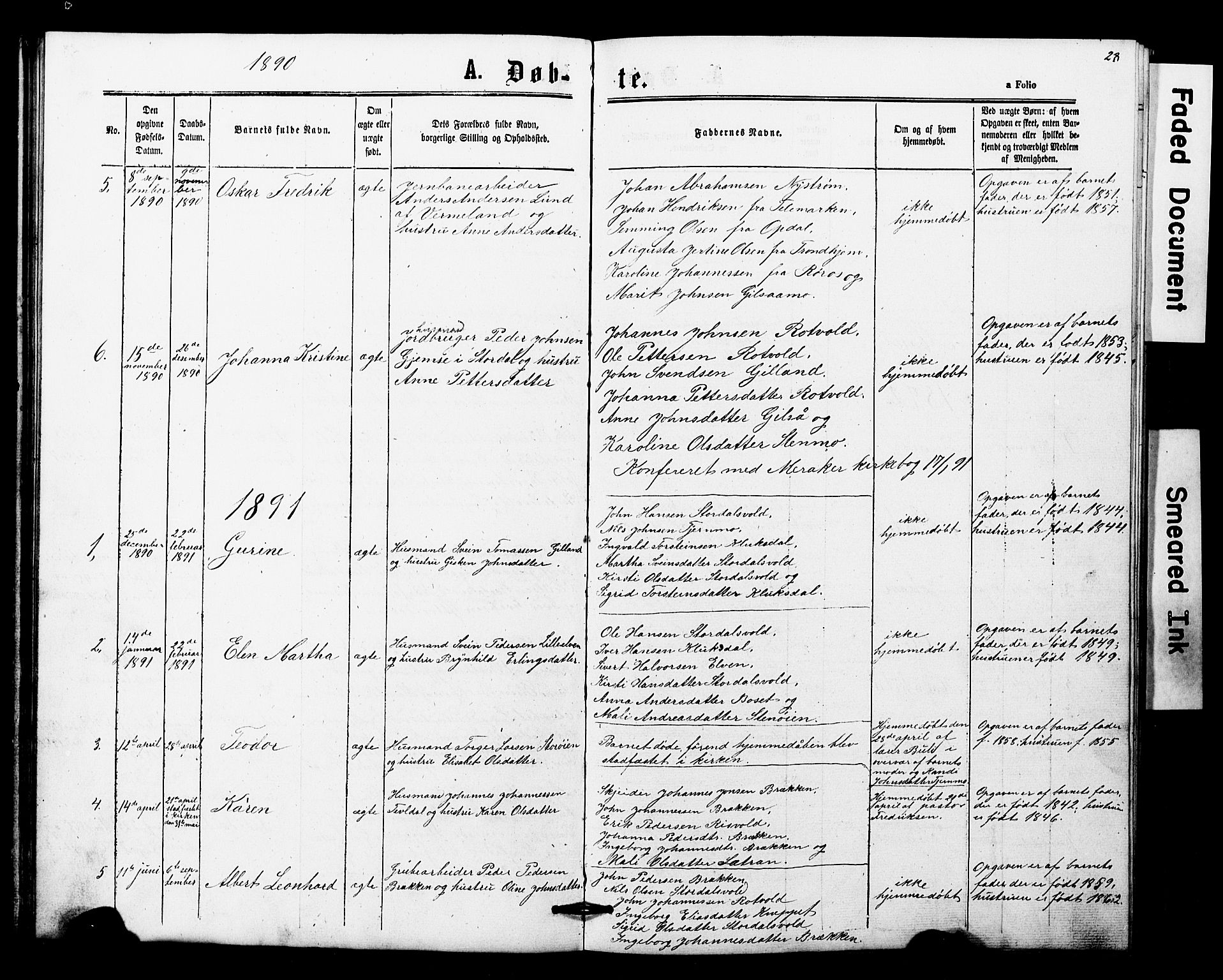 Ministerialprotokoller, klokkerbøker og fødselsregistre - Nord-Trøndelag, SAT/A-1458/707/L0052: Parish register (copy) no. 707C01, 1864-1897, p. 28