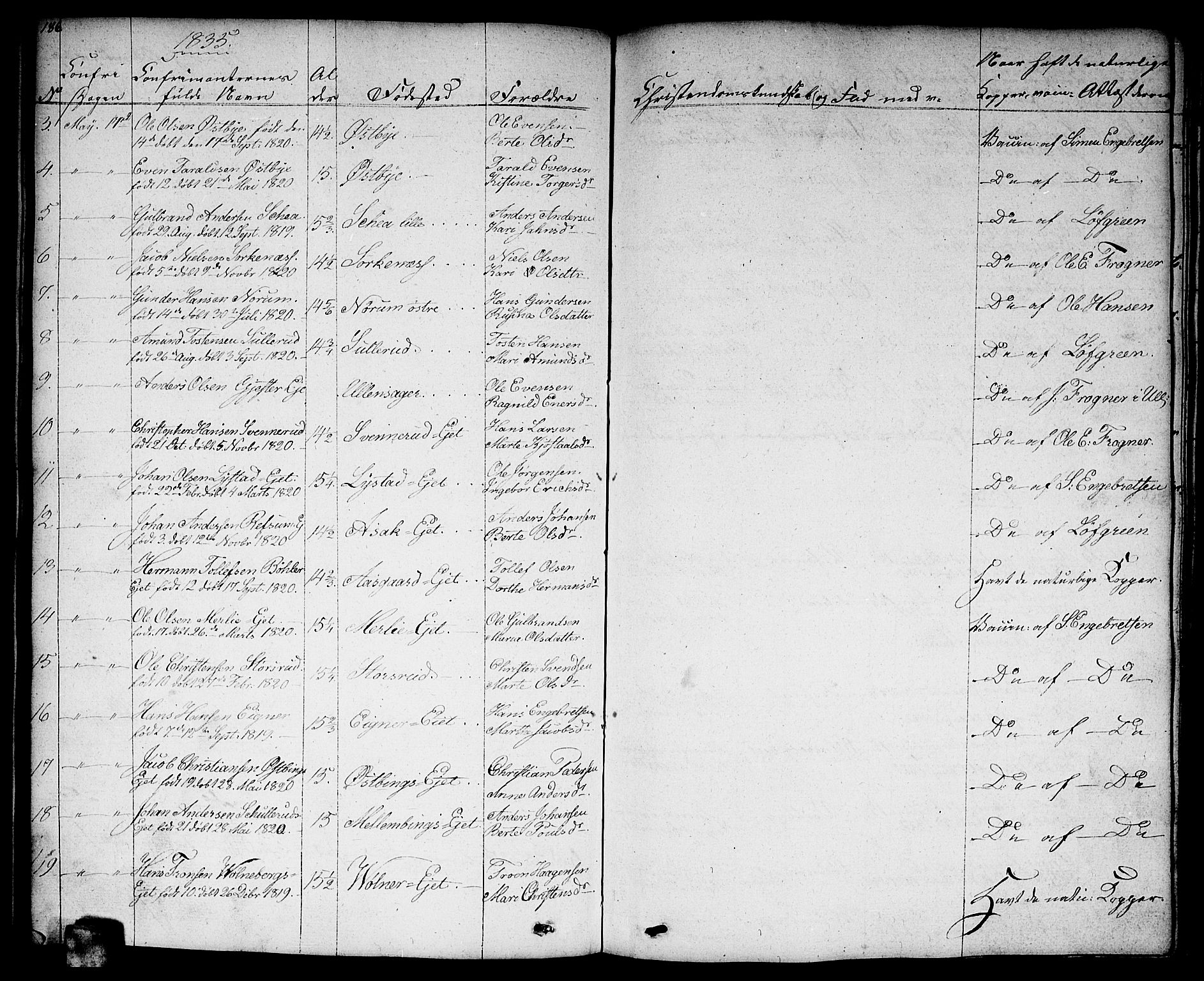 Sørum prestekontor Kirkebøker, AV/SAO-A-10303/F/Fa/L0004: Parish register (official) no. I 4, 1829-1845, p. 186