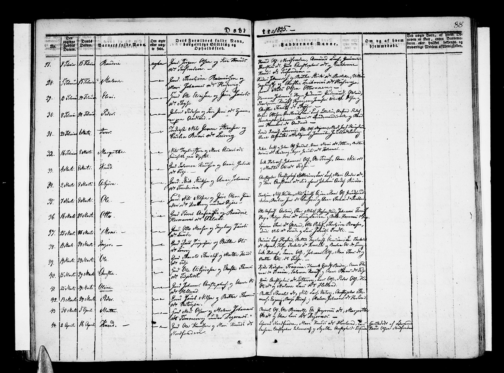 Stord sokneprestembete, SAB/A-78201/H/Haa: Parish register (official) no. A 6, 1826-1840, p. 88