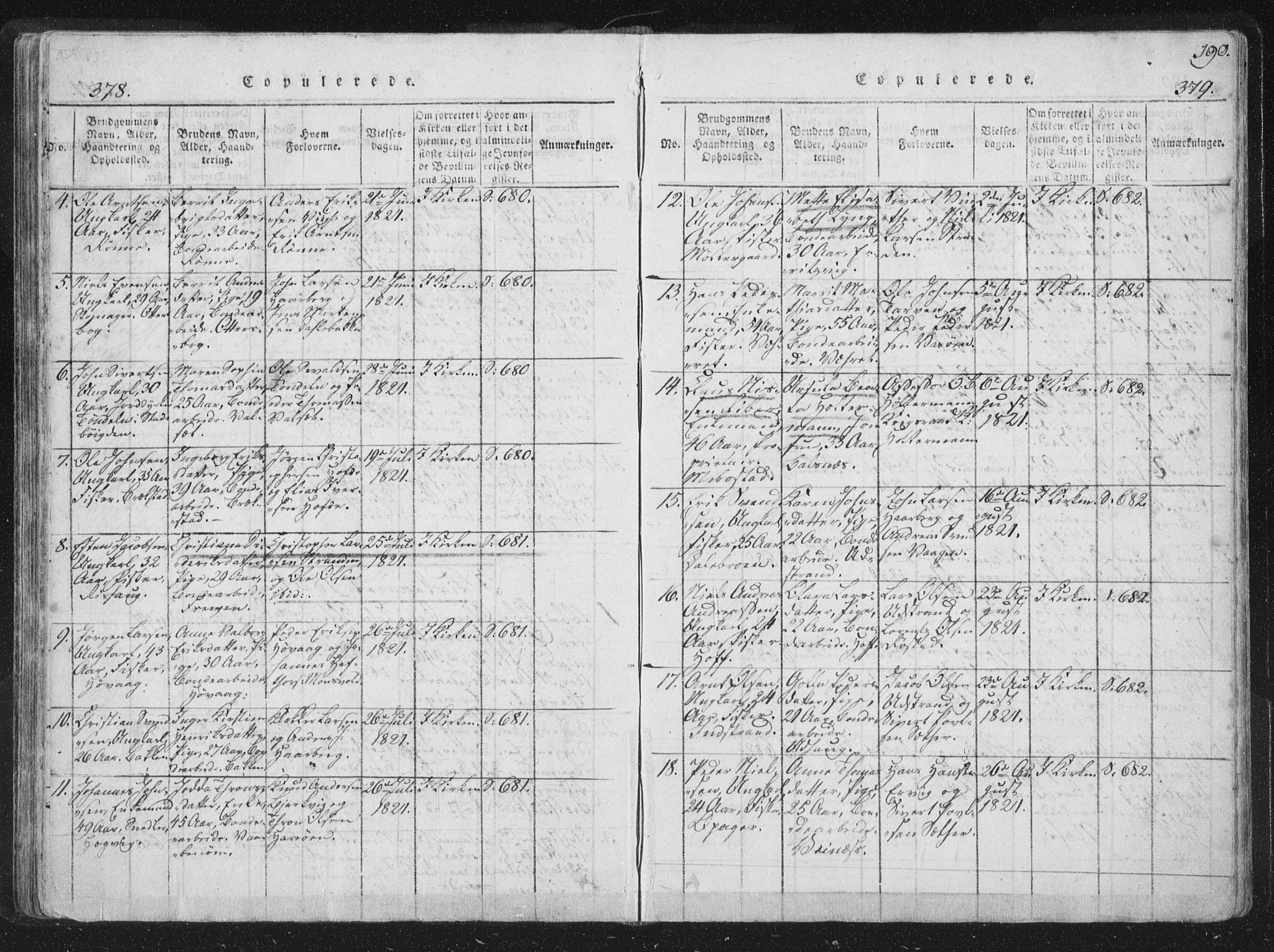 Ministerialprotokoller, klokkerbøker og fødselsregistre - Sør-Trøndelag, SAT/A-1456/659/L0734: Parish register (official) no. 659A04, 1818-1825, p. 378-379