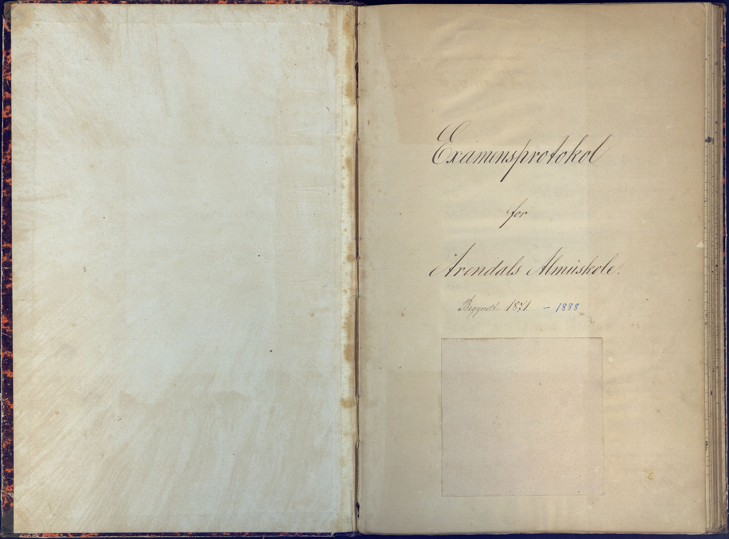 Arendal kommune, Katalog I, AAKS/KA0906-PK-I/07/L0090: Eksamensprotokoll, 1871-1888