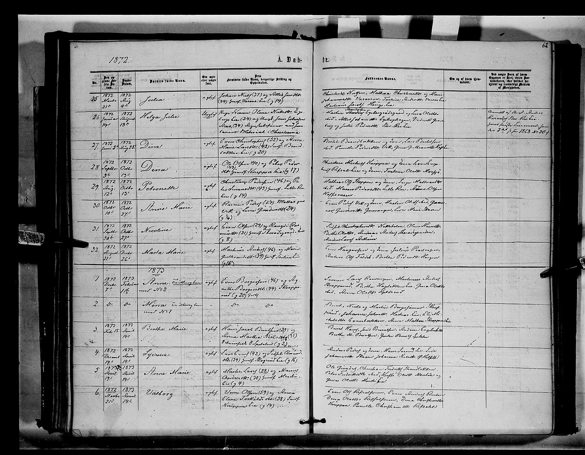 Stange prestekontor, SAH/PREST-002/K/L0014: Parish register (official) no. 14, 1862-1879, p. 62