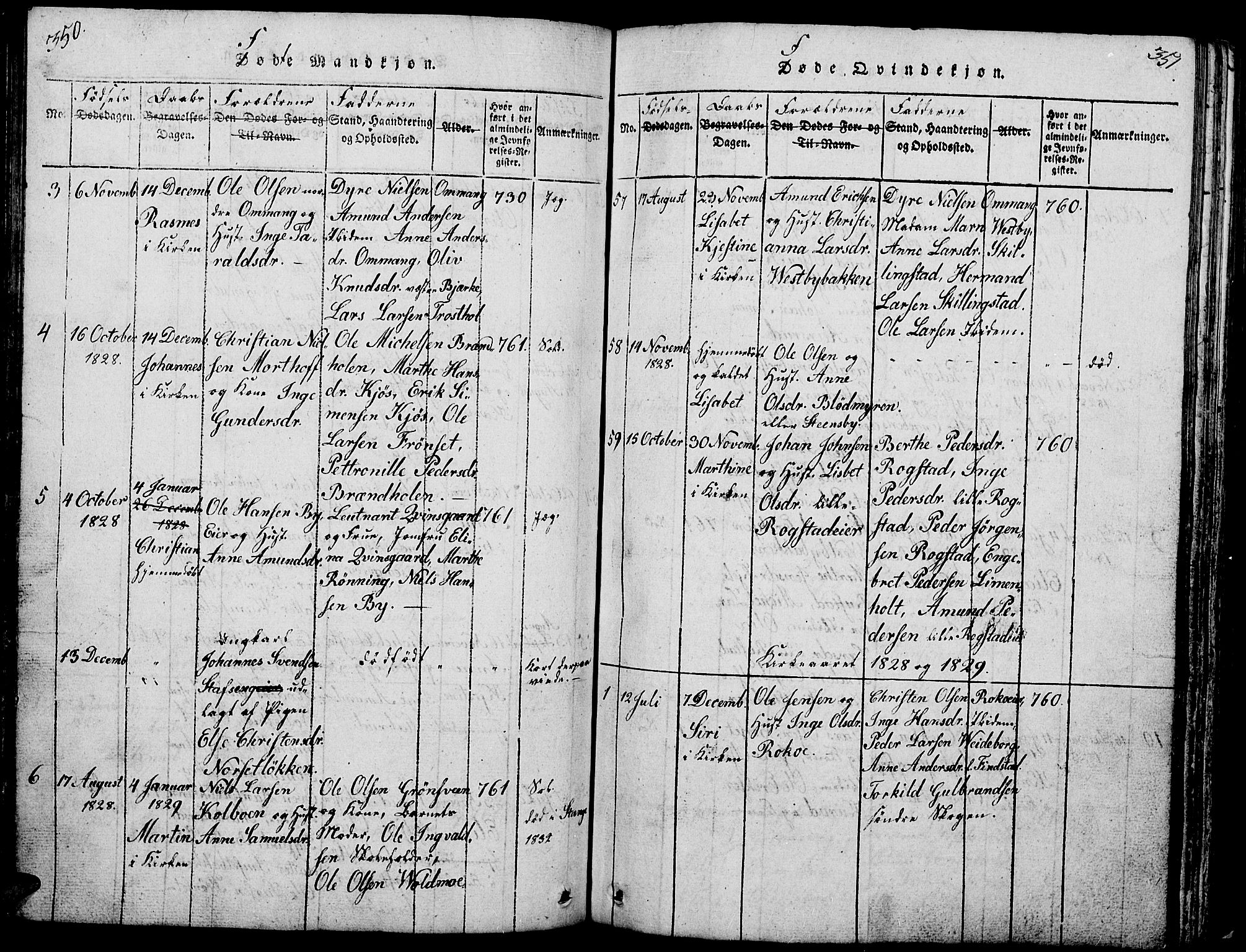 Løten prestekontor, AV/SAH-PREST-022/L/La/L0001: Parish register (copy) no. 1, 1812-1832, p. 350-351