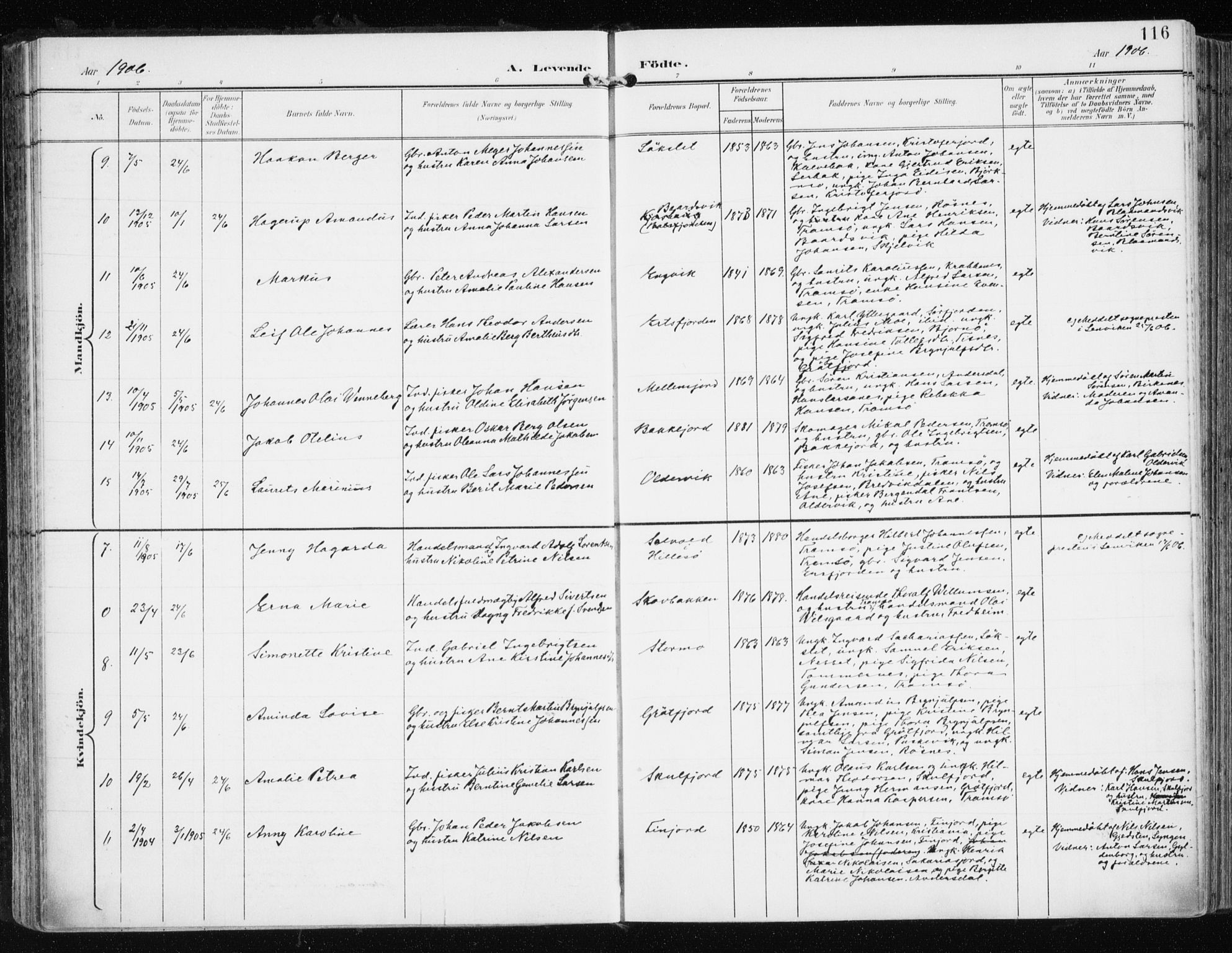 Tromsøysund sokneprestkontor, AV/SATØ-S-1304/G/Ga/L0006kirke: Parish register (official) no. 6, 1897-1906, p. 116