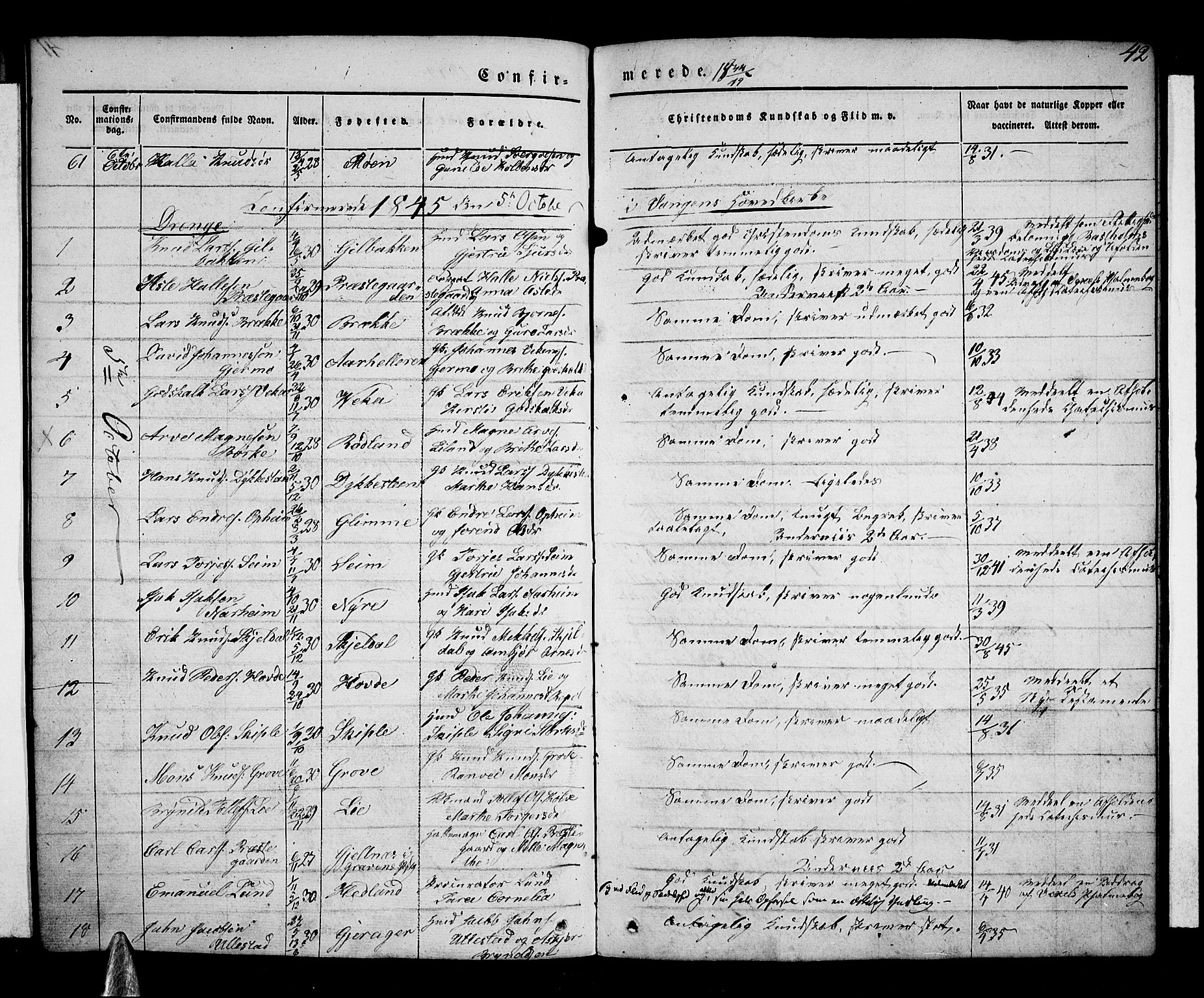 Voss sokneprestembete, AV/SAB-A-79001/H/Haa: Parish register (official) no. A 14, 1837-1847, p. 42