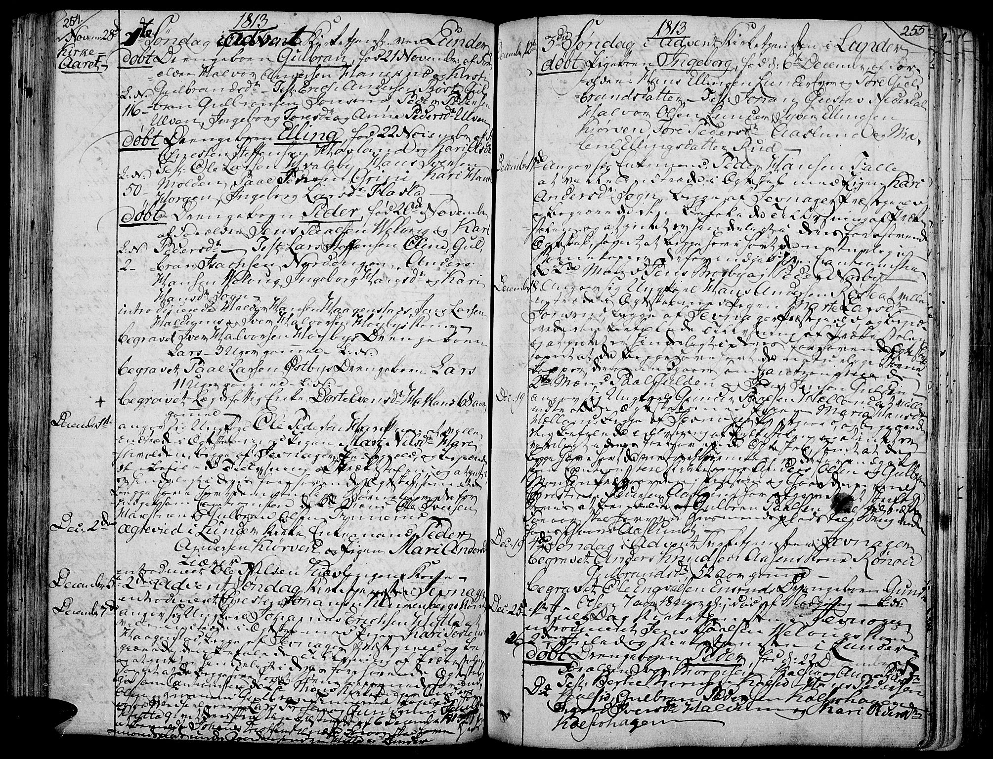 Jevnaker prestekontor, AV/SAH-PREST-116/H/Ha/Haa/L0004: Parish register (official) no. 4, 1800-1861, p. 254-255