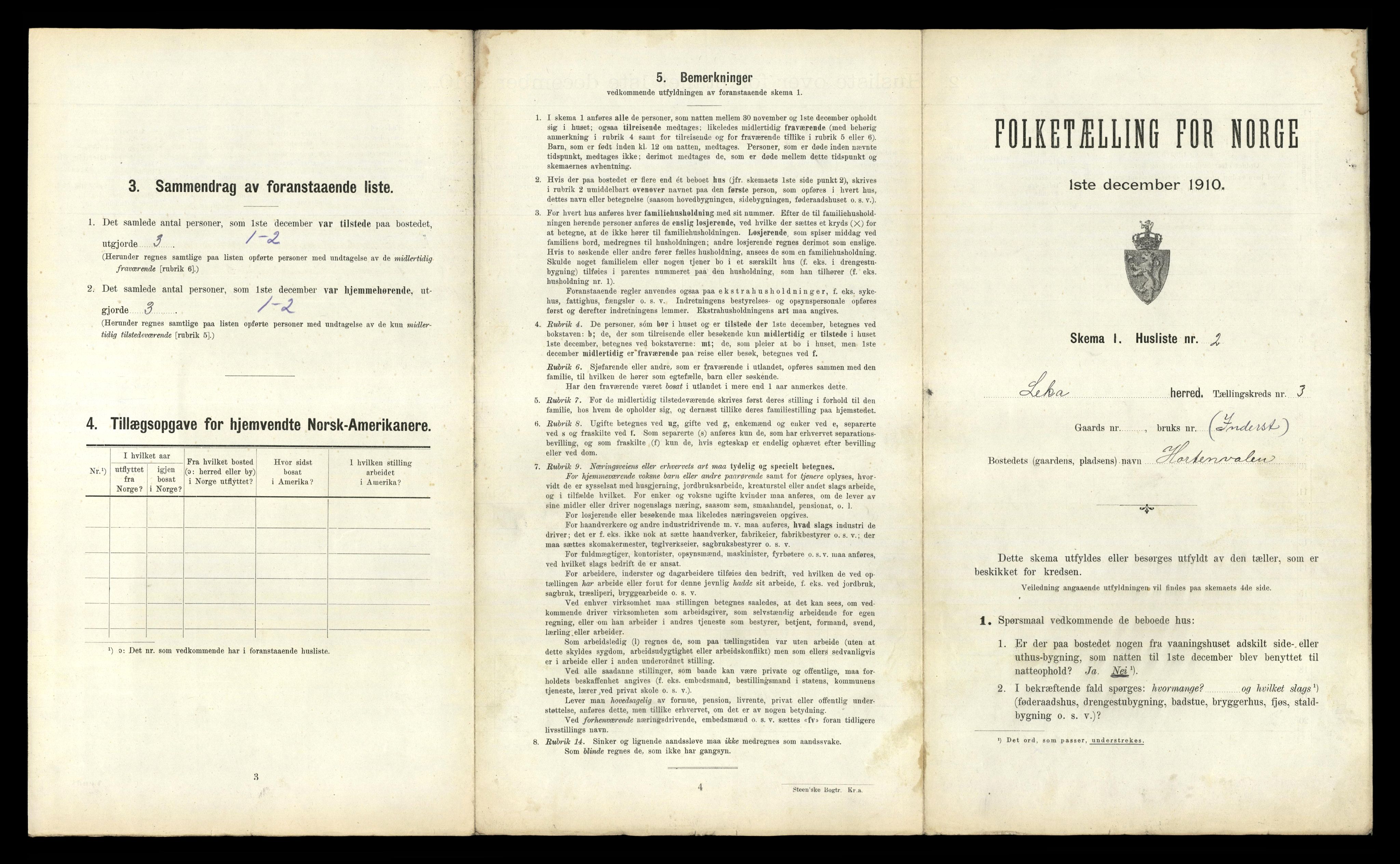 RA, 1910 census for Leka, 1910, p. 306