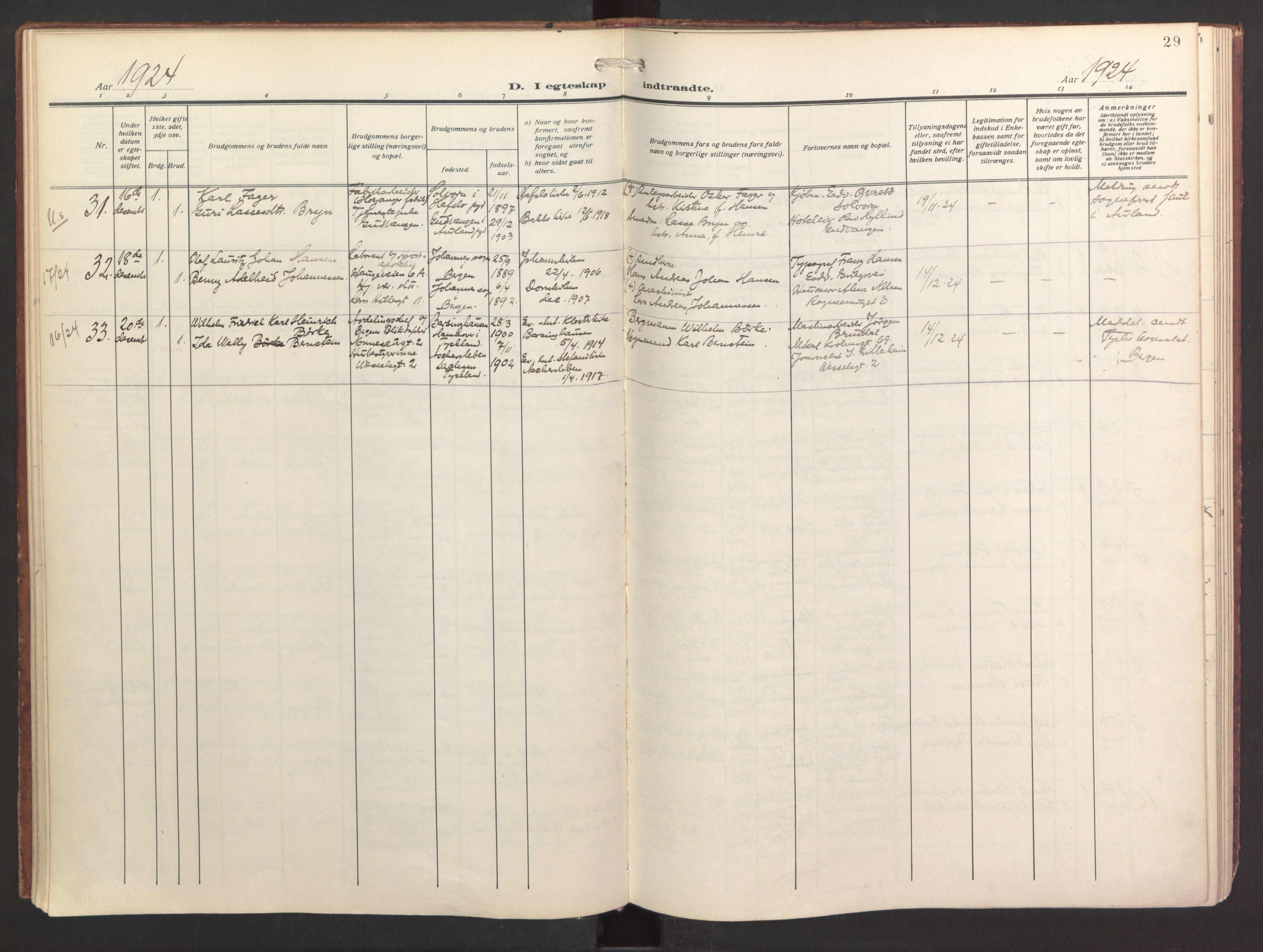 St. Jacob sokneprestembete, AV/SAB-A-78001/H/Haa/L0005: Parish register (official) no. C 1, 1917-1951, p. 29