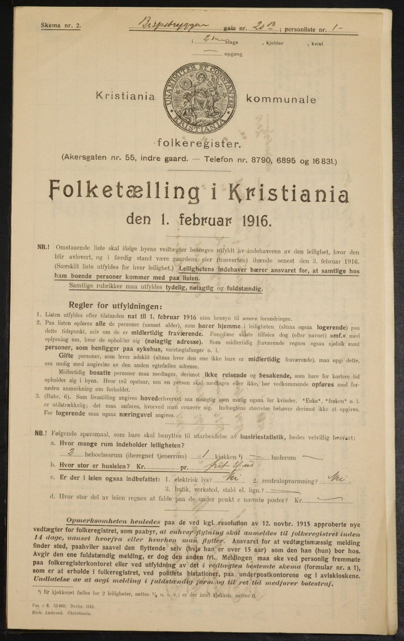 OBA, Municipal Census 1916 for Kristiania, 1916, p. 5410