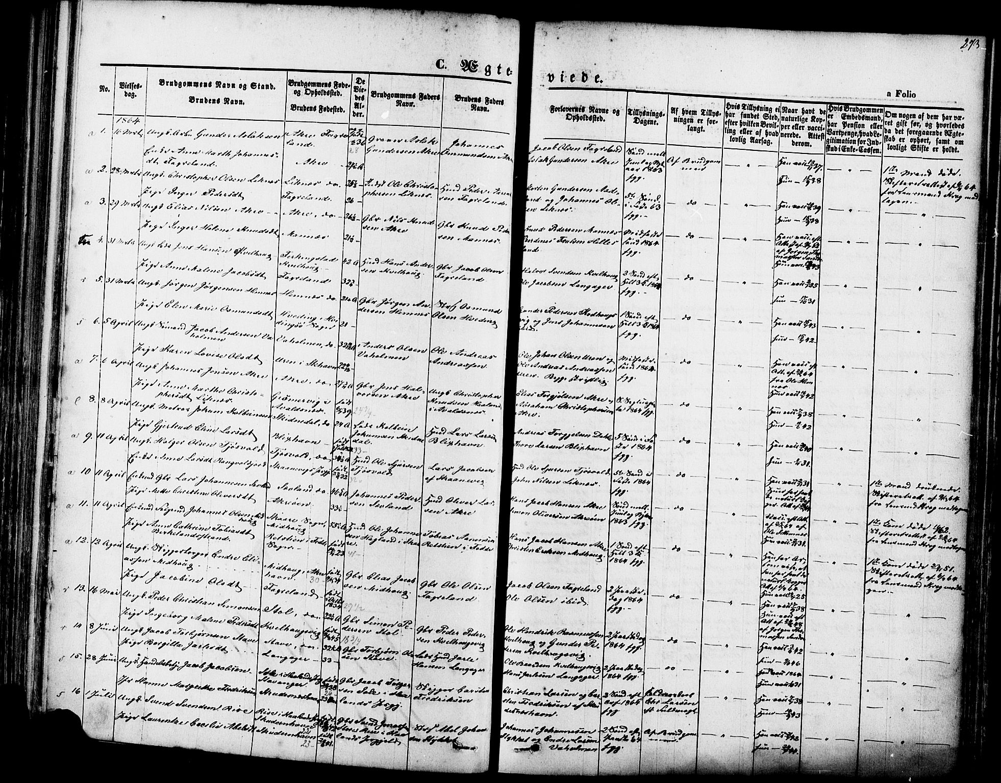 Skudenes sokneprestkontor, SAST/A -101849/H/Ha/Haa/L0006: Parish register (official) no. A 4, 1864-1881, p. 273