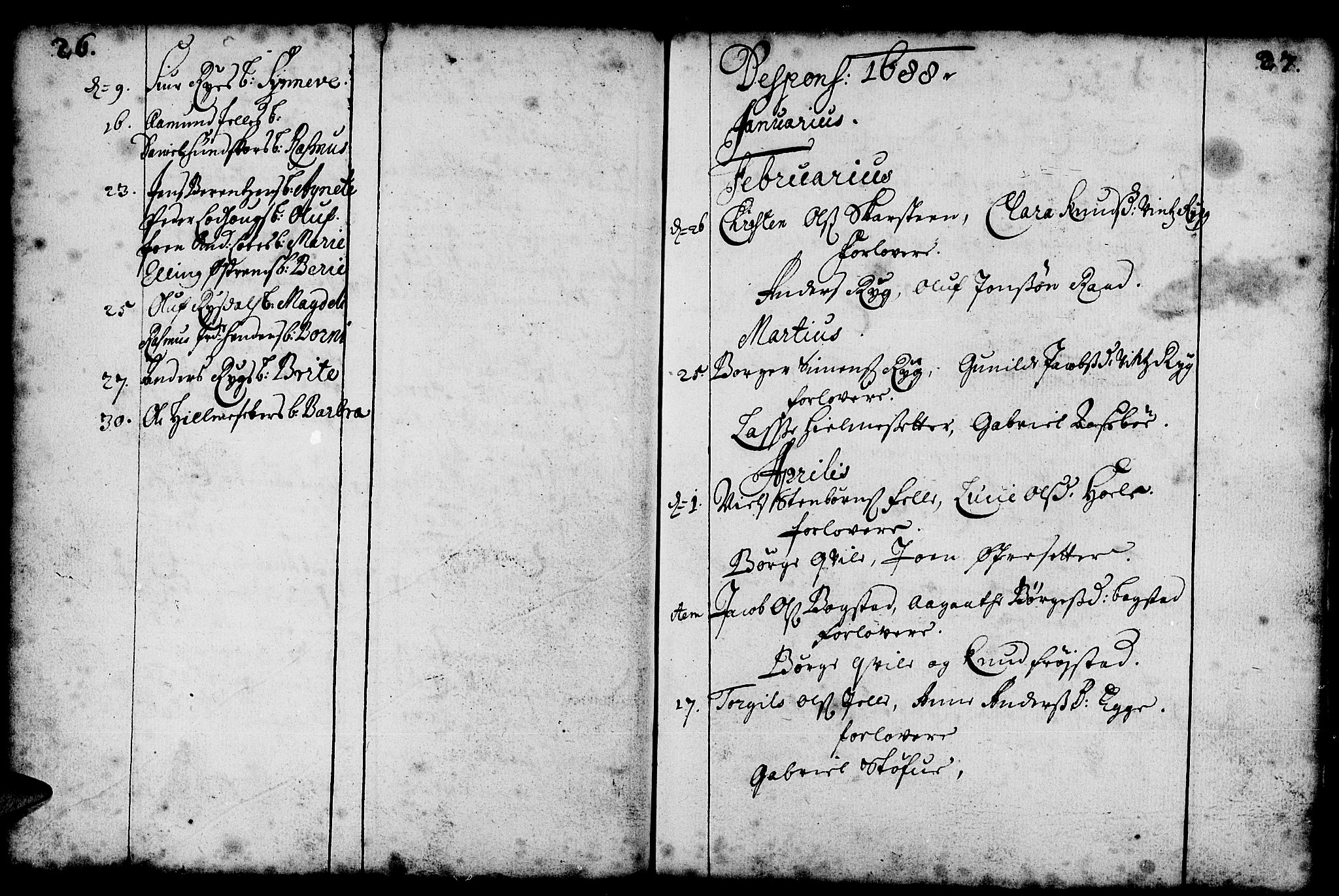 Gloppen sokneprestembete, SAB/A-80101/H/Haa/Haaa/L0001: Parish register (official) no. A 1, 1686-1711, p. 26-27