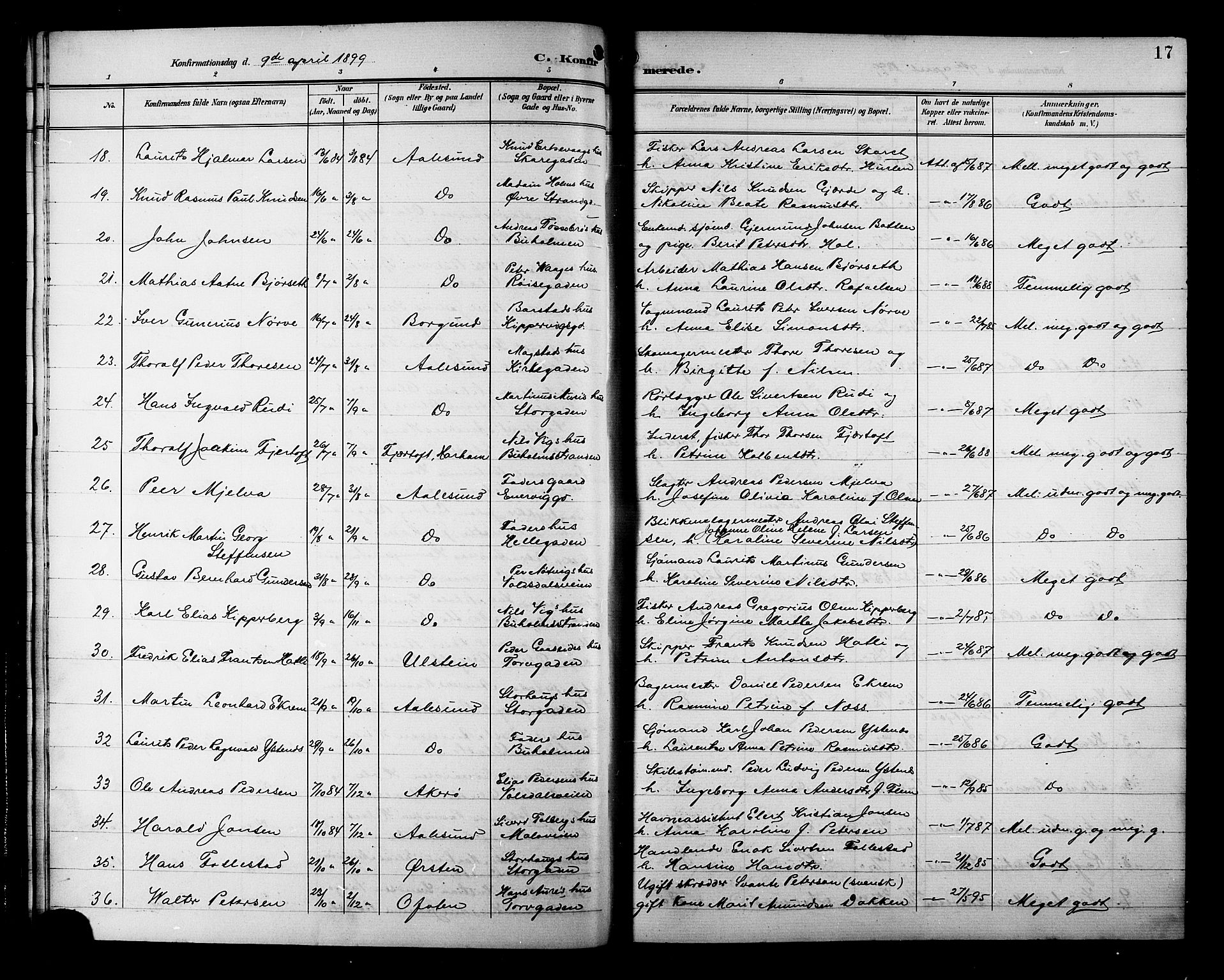 Ministerialprotokoller, klokkerbøker og fødselsregistre - Møre og Romsdal, AV/SAT-A-1454/529/L0469: Parish register (copy) no. 529C06, 1898-1906, p. 17