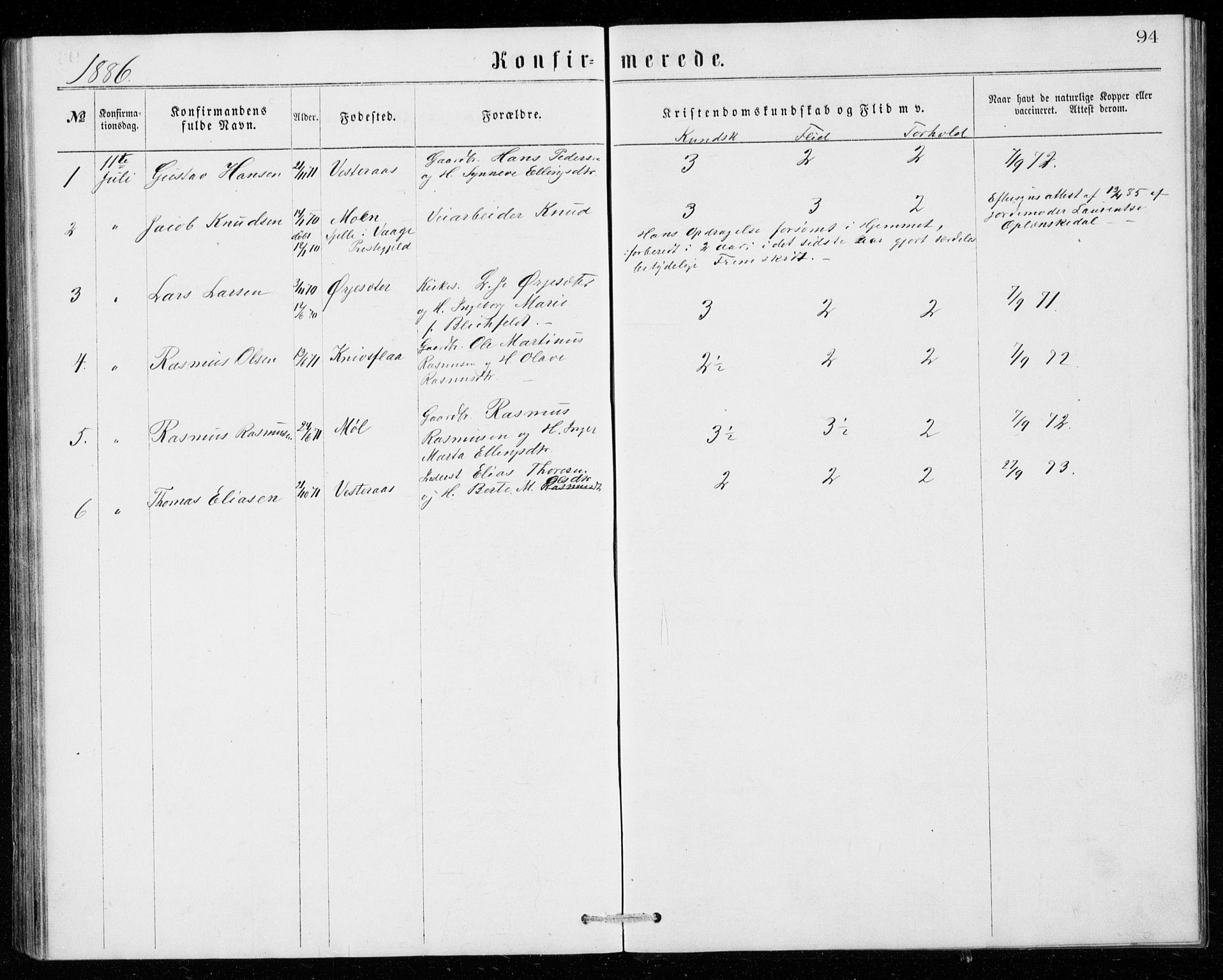 Ministerialprotokoller, klokkerbøker og fødselsregistre - Møre og Romsdal, SAT/A-1454/518/L0235: Parish register (copy) no. 518C02, 1867-1888, p. 94