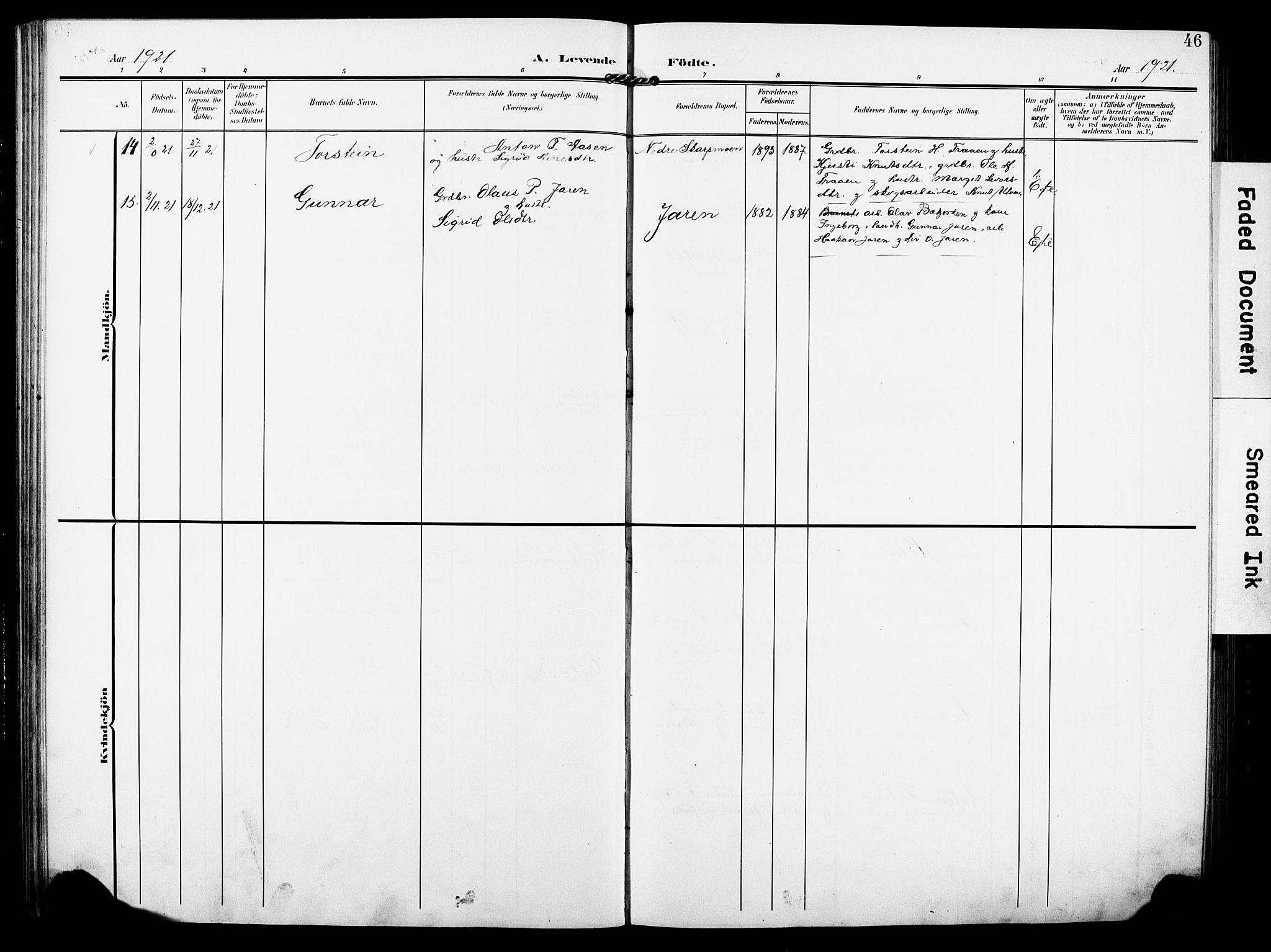 Rollag kirkebøker, AV/SAKO-A-240/G/Ga/L0005: Parish register (copy) no. I 5, 1904-1932, p. 46