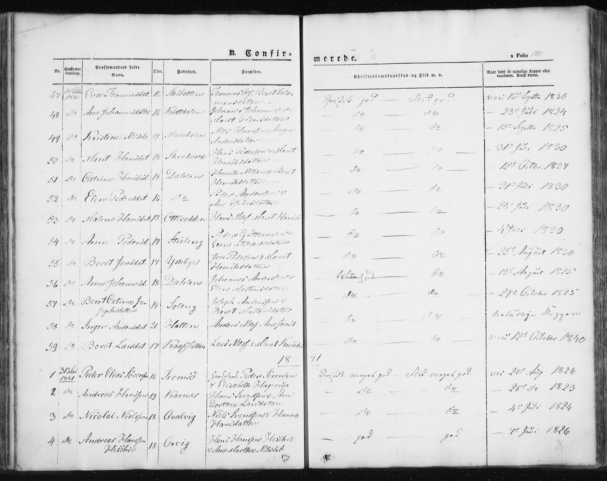 Lyngen sokneprestembete, SATØ/S-1289/H/He/Hea/L0004kirke: Parish register (official) no. 4, 1839-1858, p. 170