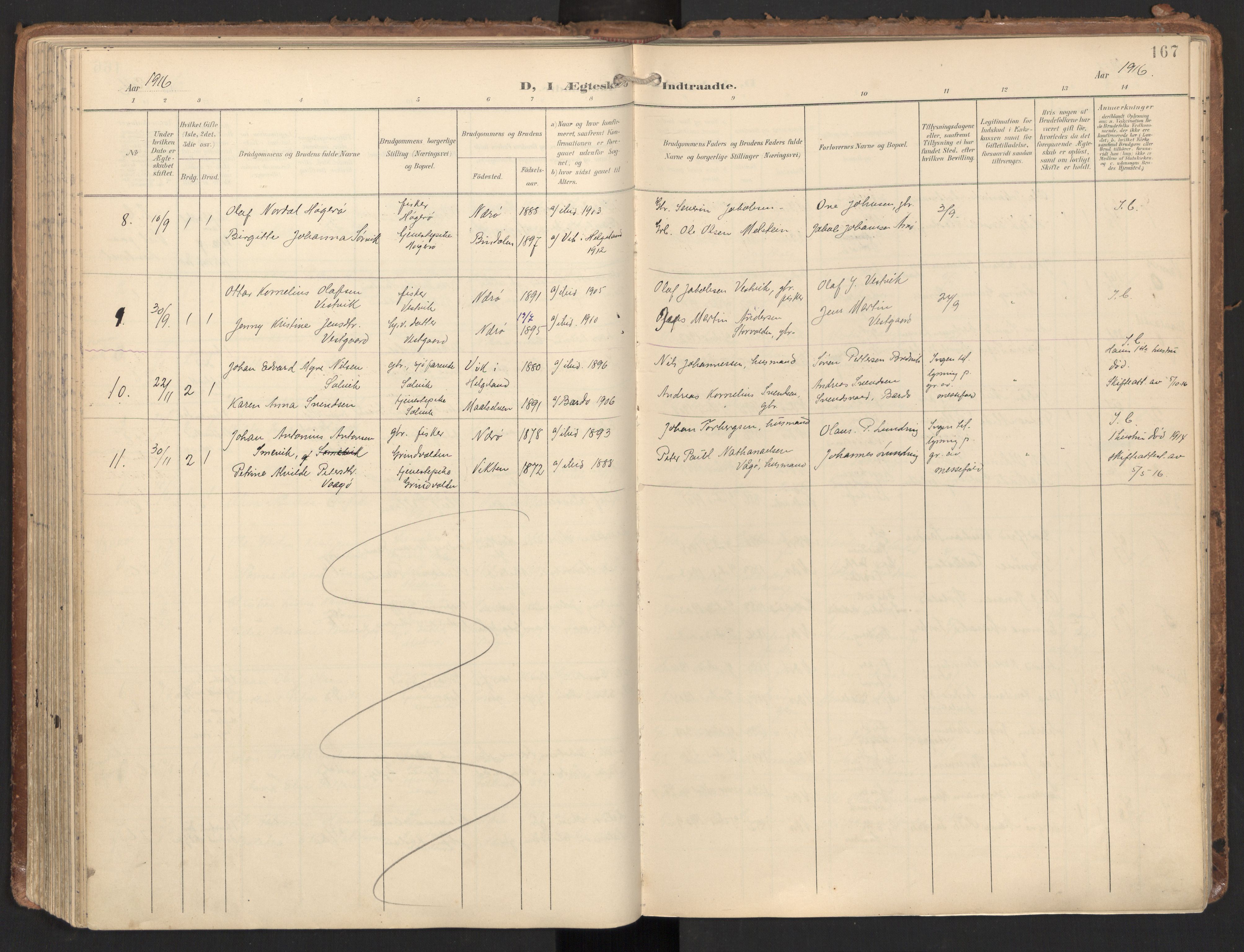 Ministerialprotokoller, klokkerbøker og fødselsregistre - Nord-Trøndelag, SAT/A-1458/784/L0677: Parish register (official) no. 784A12, 1900-1920, p. 167