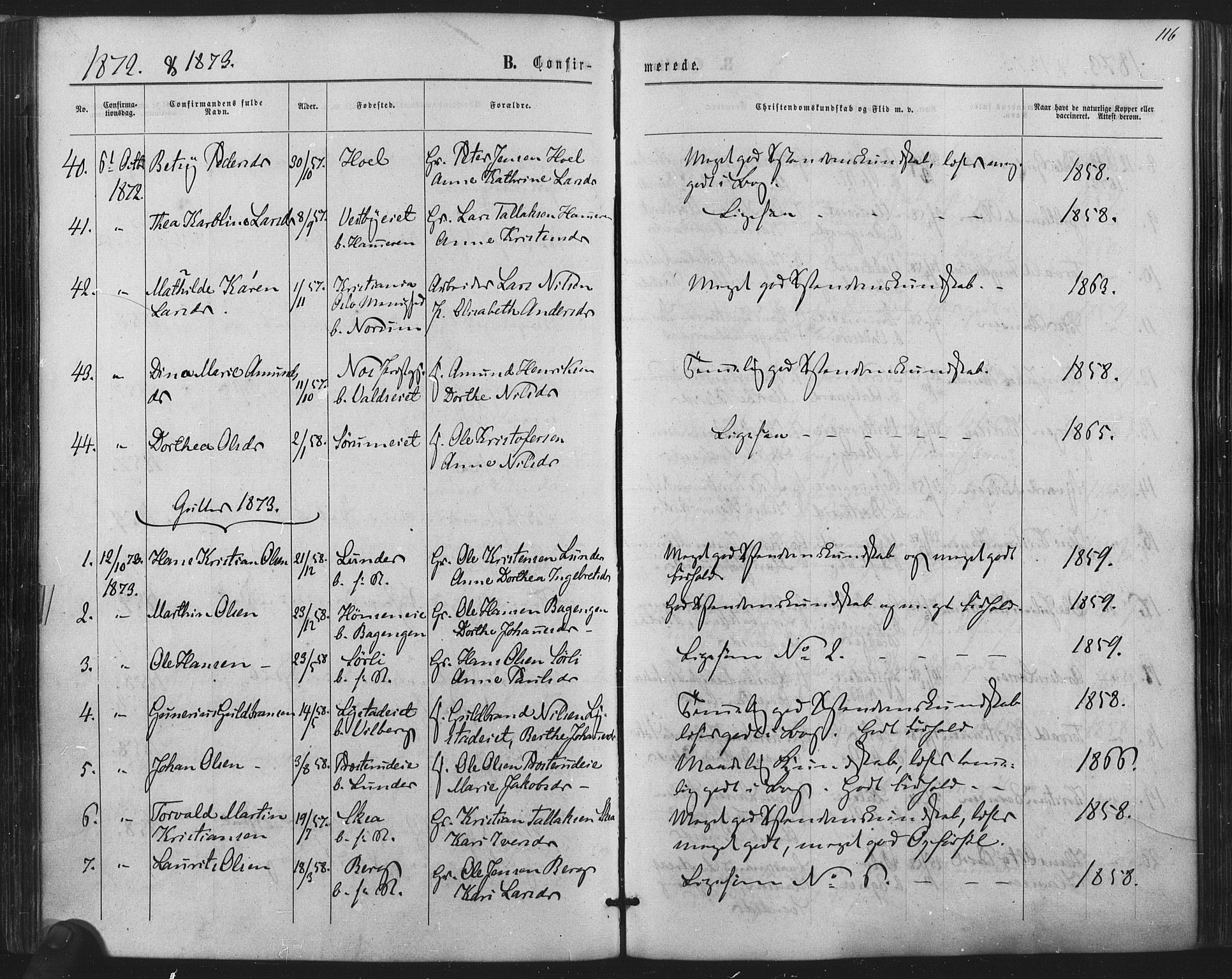 Sørum prestekontor Kirkebøker, AV/SAO-A-10303/F/Fa/L0006: Parish register (official) no. I 6, 1864-1877, p. 116