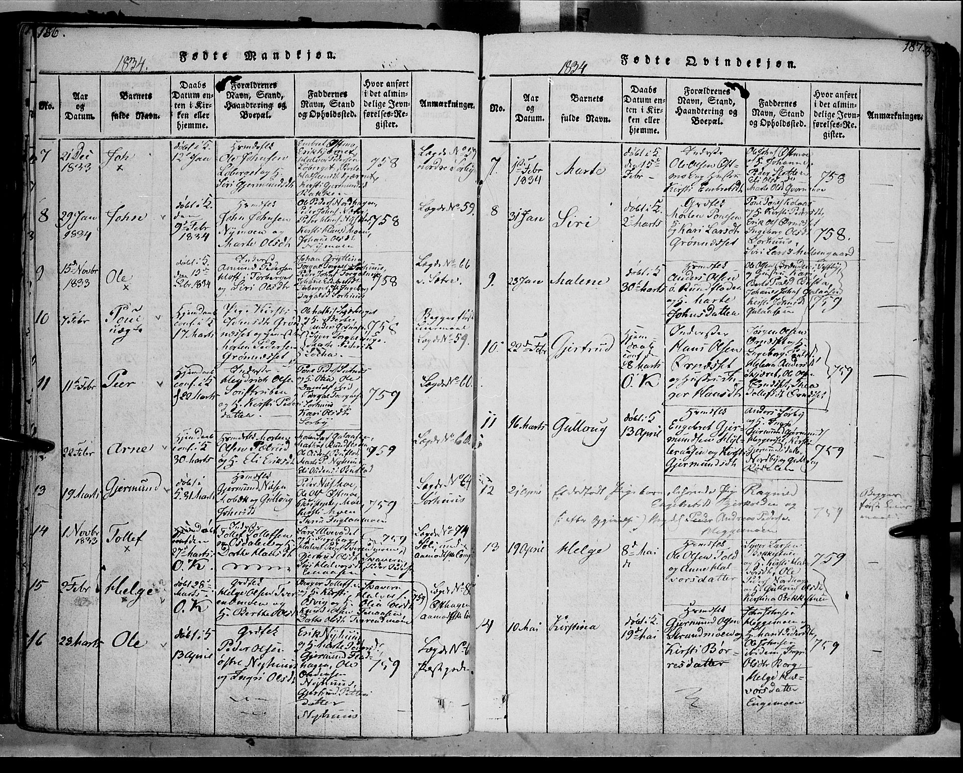 Trysil prestekontor, SAH/PREST-046/H/Ha/Haa/L0003: Parish register (official) no. 3 /1, 1814-1841, p. 186-187