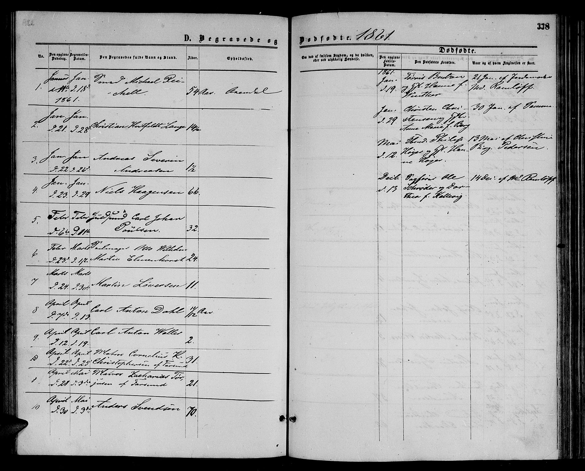 Arendal sokneprestkontor, Trefoldighet, AV/SAK-1111-0040/F/Fb/L0004: Parish register (copy) no. B 4, 1861-1873, p. 338