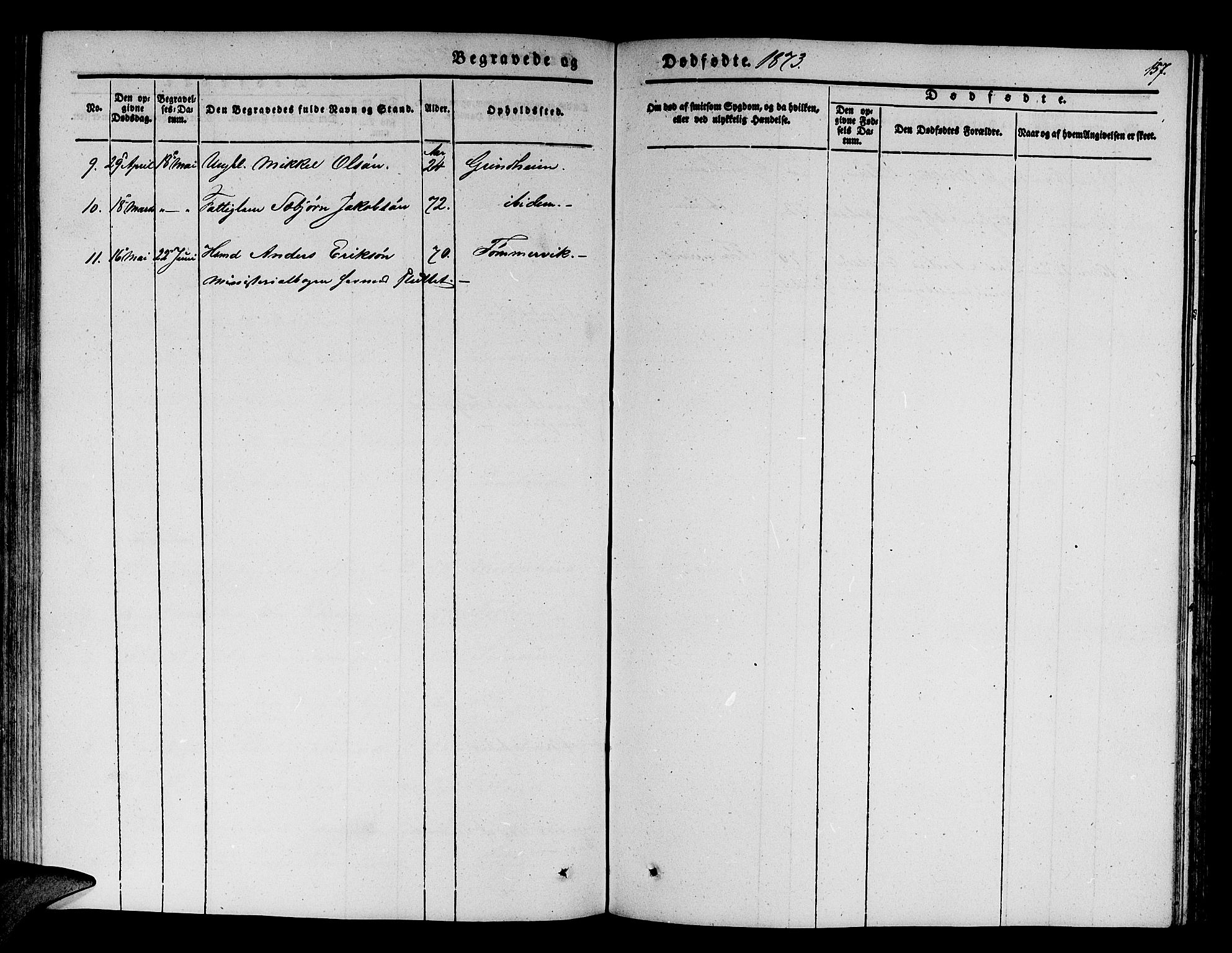 Finnås sokneprestembete, SAB/A-99925/H/Ha/Hab/Haba/L0001: Parish register (copy) no. A 1, 1851-1873, p. 157