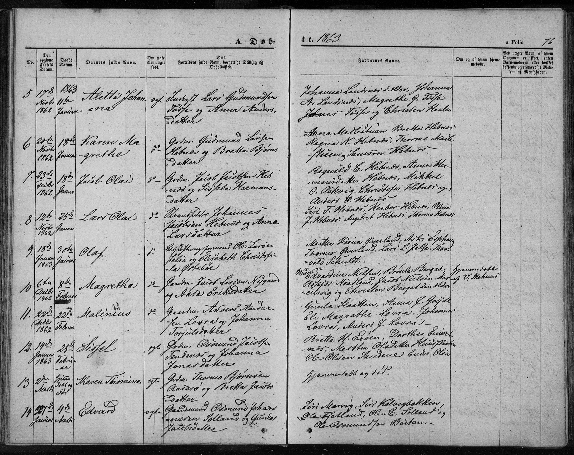 Jelsa sokneprestkontor, AV/SAST-A-101842/01/IV: Parish register (official) no. A 7, 1854-1866, p. 76