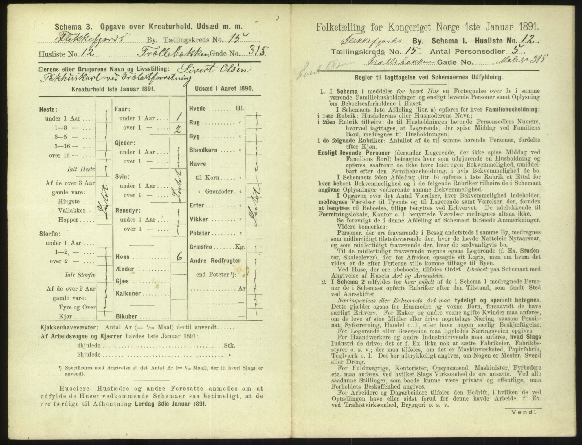 RA, 1891 census for 1004 Flekkefjord, 1891, p. 538