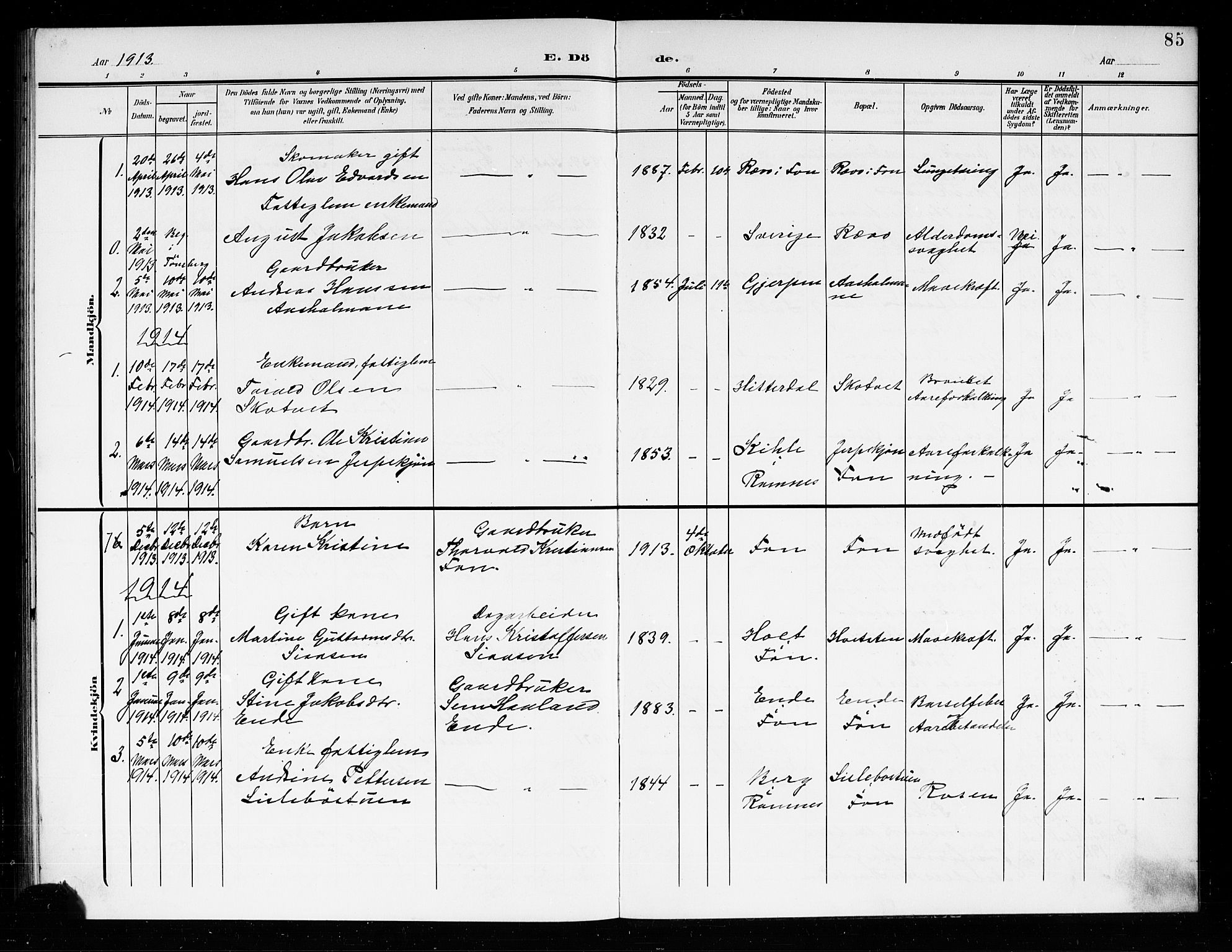 Ramnes kirkebøker, AV/SAKO-A-314/G/Gb/L0002: Parish register (copy) no. II 2, 1904-1923, p. 85