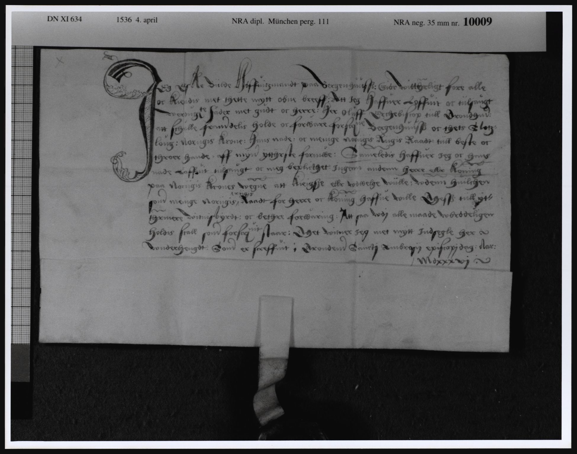 Riksarkivets diplomsamling, AV/RA-EA-5965/F13/F13a/L0024: Pergament nr. 111, 1536, p. 1