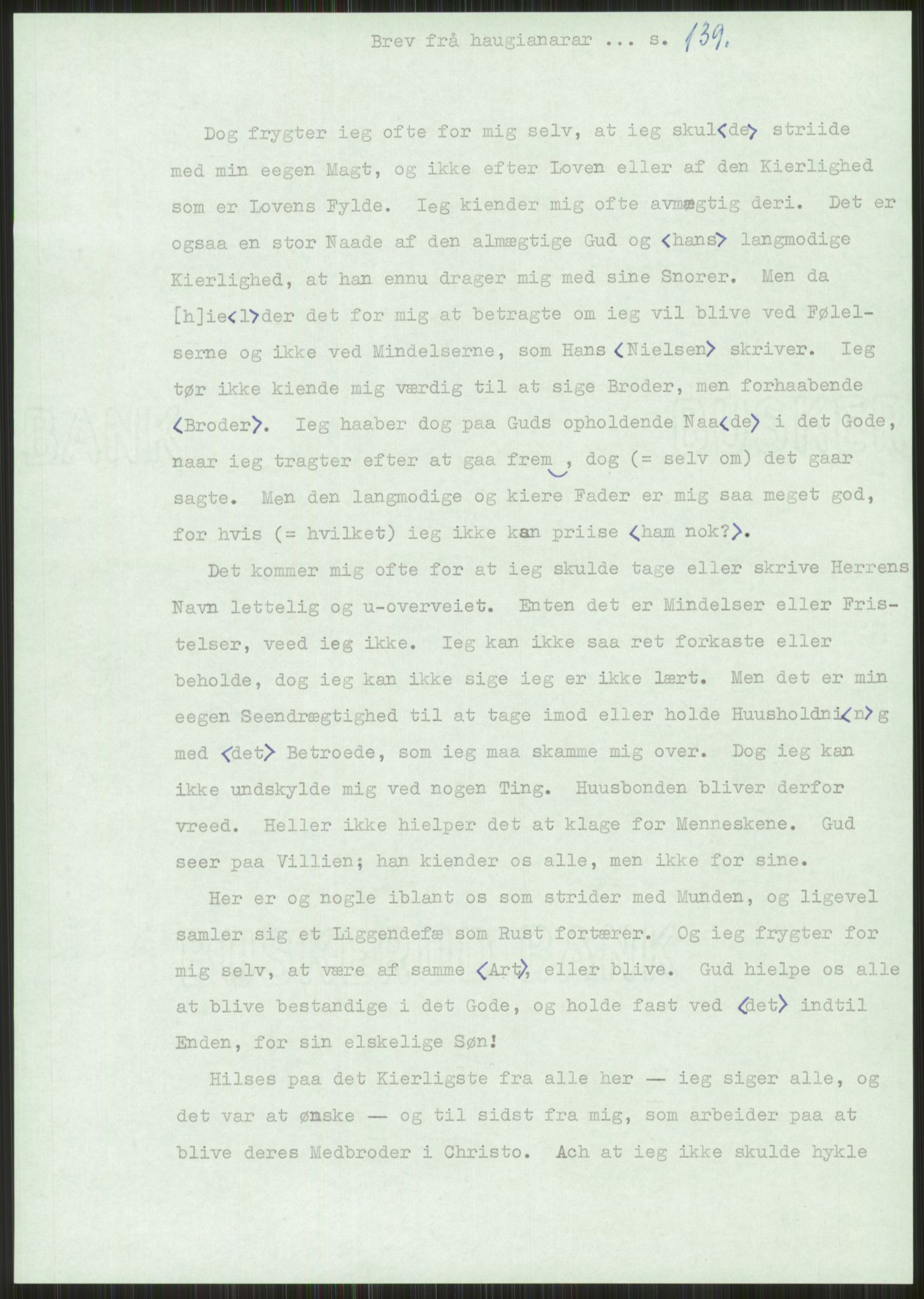 Samlinger til kildeutgivelse, Haugianerbrev, AV/RA-EA-6834/F/L0001: Haugianerbrev I: 1760-1804, 1760-1804, p. 139