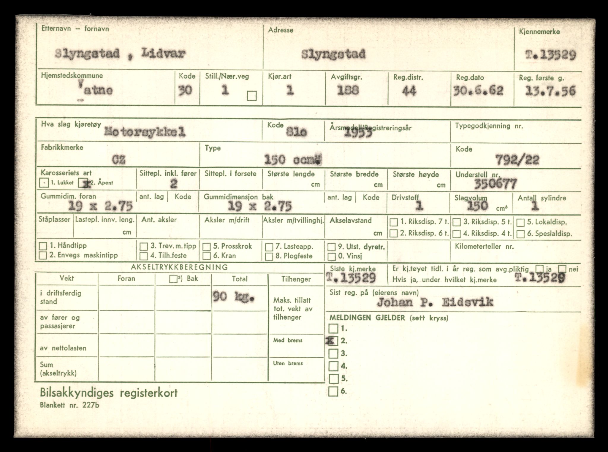 Møre og Romsdal vegkontor - Ålesund trafikkstasjon, AV/SAT-A-4099/F/Fe/L0039: Registreringskort for kjøretøy T 13361 - T 13530, 1927-1998, p. 2973