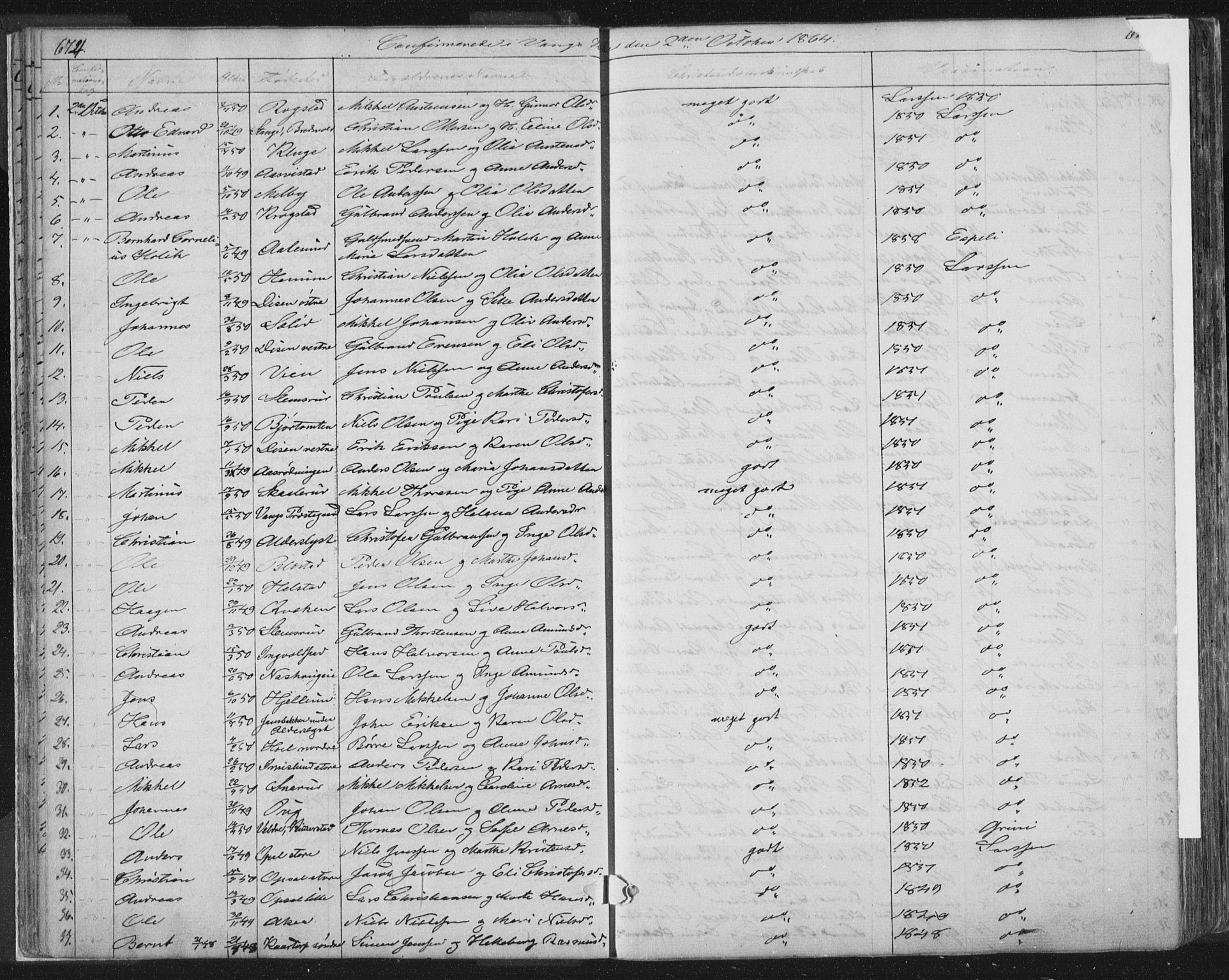 Vang prestekontor, Hedmark, AV/SAH-PREST-008/H/Ha/Hab/L0010B: Parish register (copy) no. 10b, 1854-1896, p. 674-675