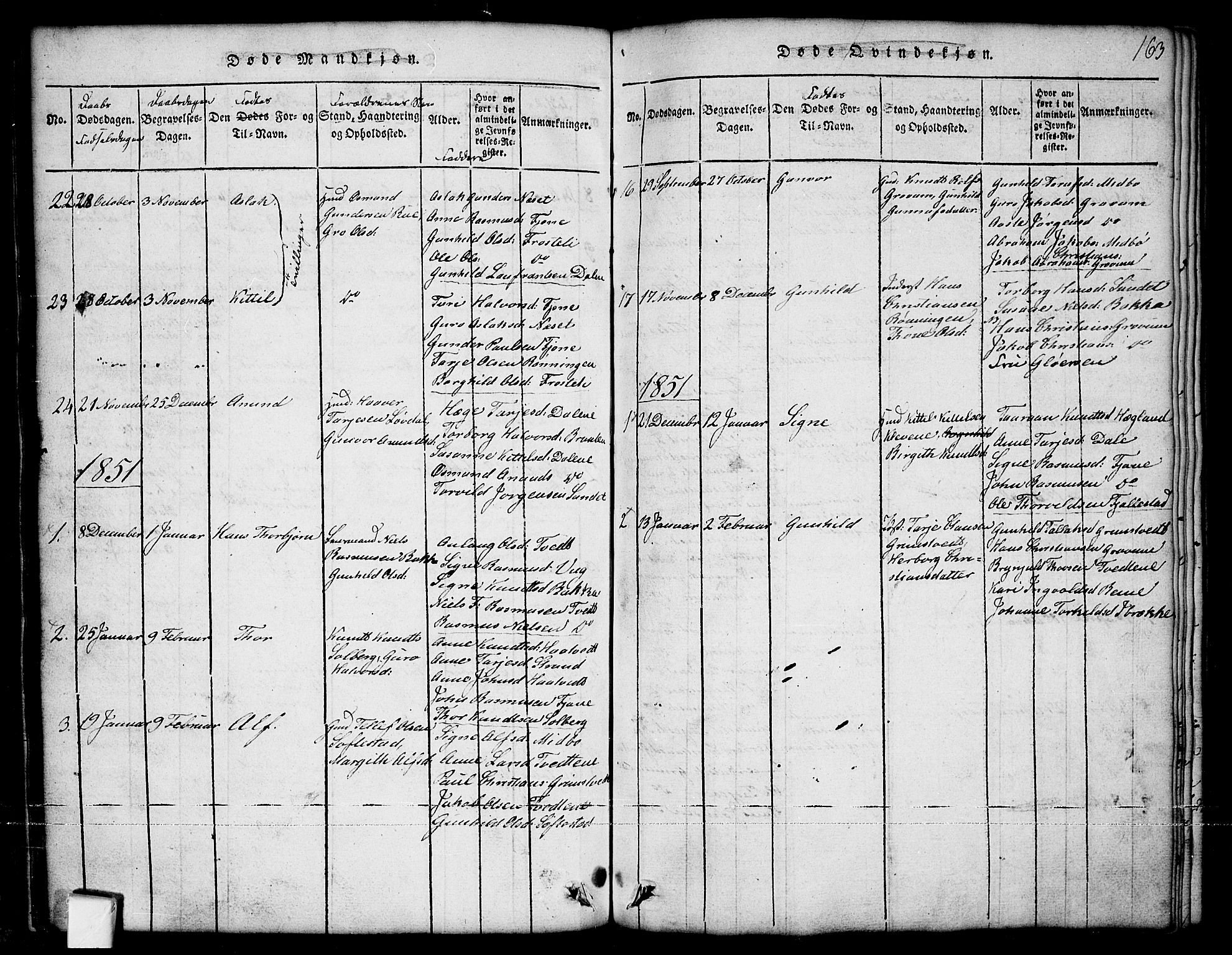 Nissedal kirkebøker, SAKO/A-288/G/Ga/L0001: Parish register (copy) no. I 1, 1814-1860, p. 163