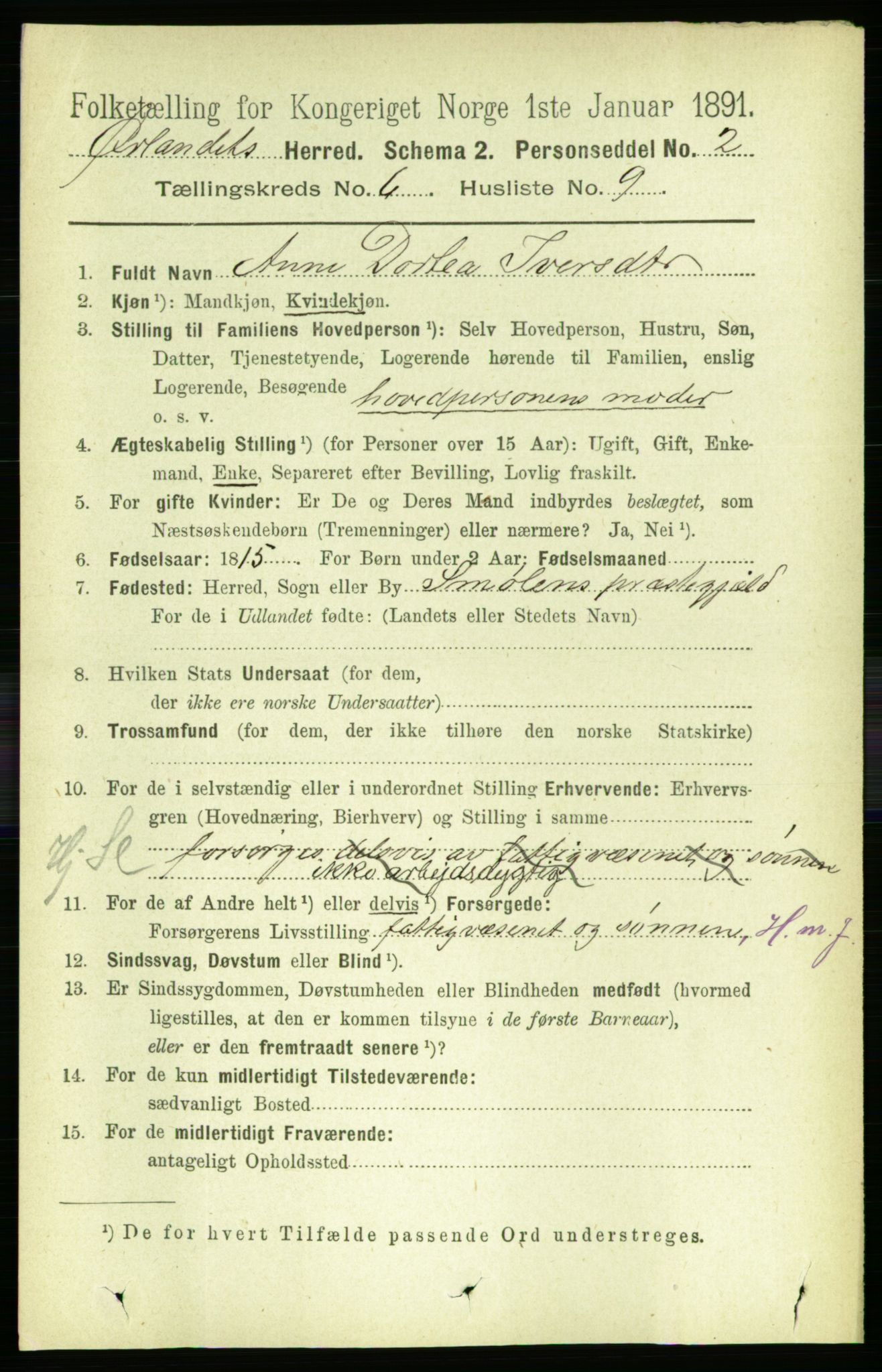 RA, 1891 census for 1621 Ørland, 1891, p. 1901