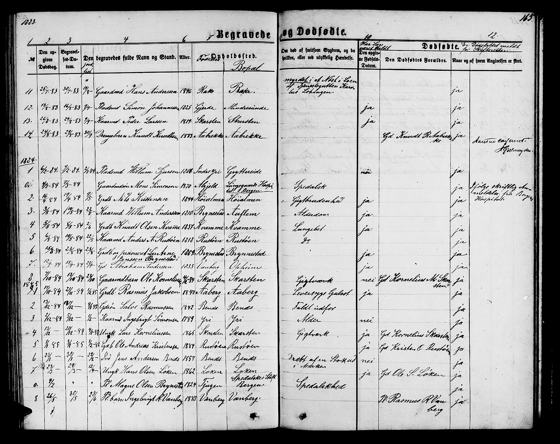Innvik sokneprestembete, SAB/A-80501: Parish register (copy) no. B 2, 1864-1885, p. 165