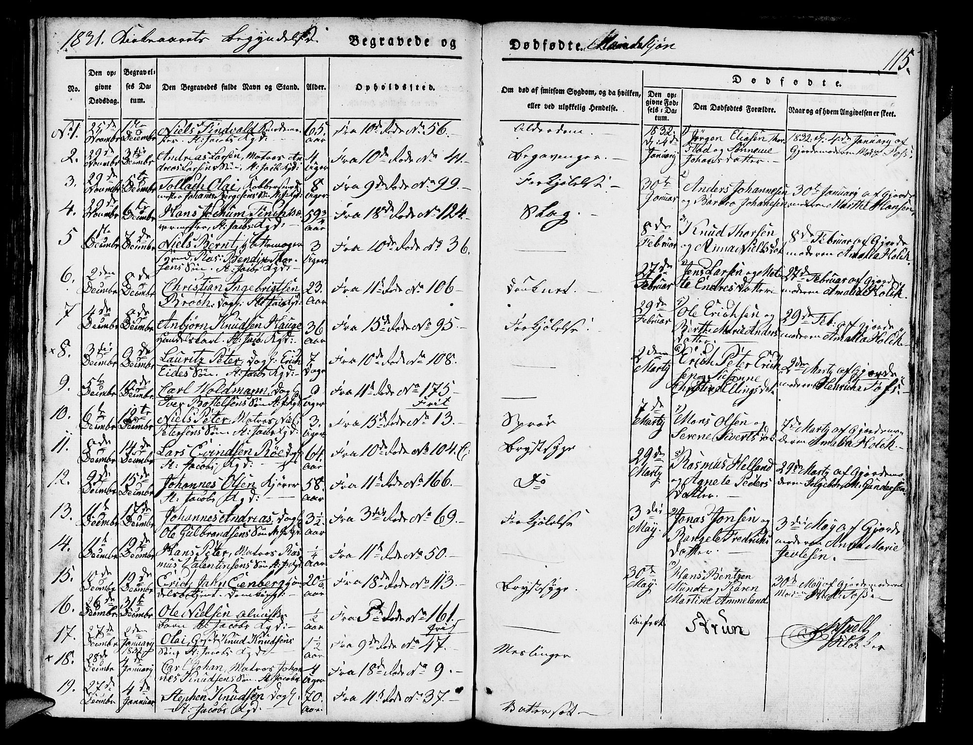 Domkirken sokneprestembete, SAB/A-74801/H/Hab/L0006: Parish register (copy) no. A 6, 1827-1834, p. 115